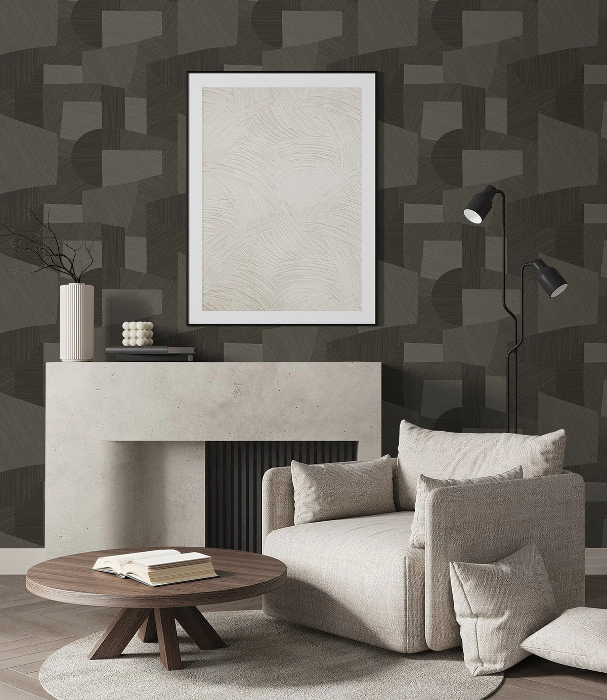 A Lot More Textures Lahti Geometric Embossed Vinyl Unpasted Wallpaper - Image 12