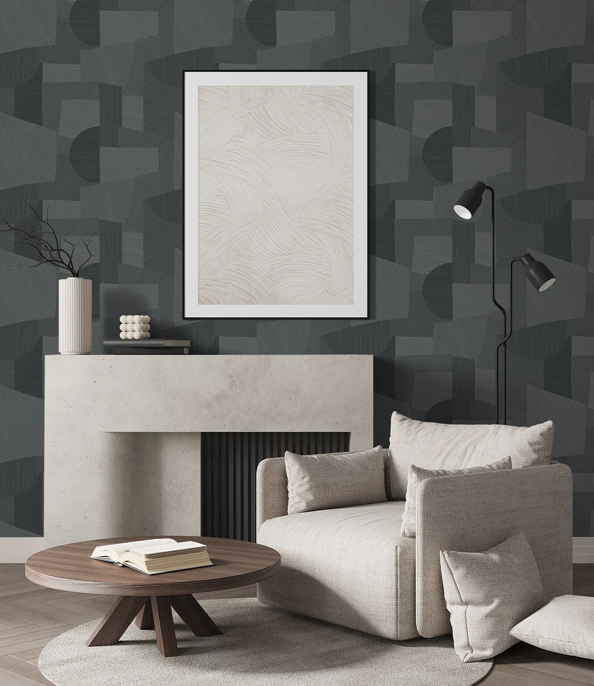 A Lot More Textures Lahti Geometric Embossed Vinyl Unpasted Wallpaper - Image 15