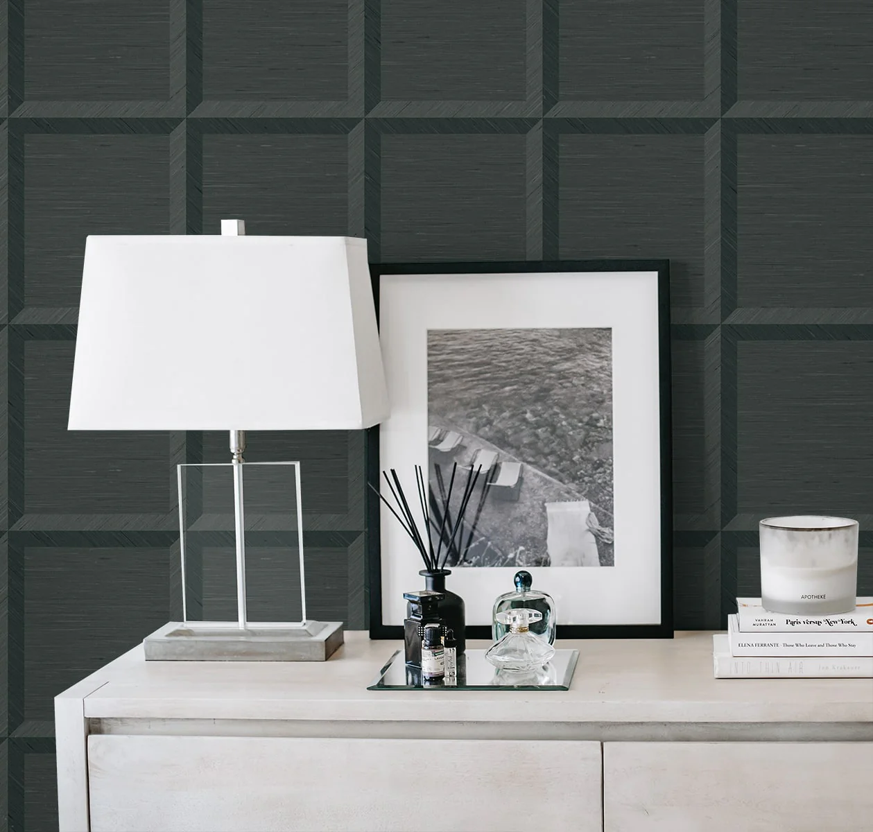 A Lot More Textures Oulu Geometric Embossed Vinyl Unpasted Wallpaper - Image 6