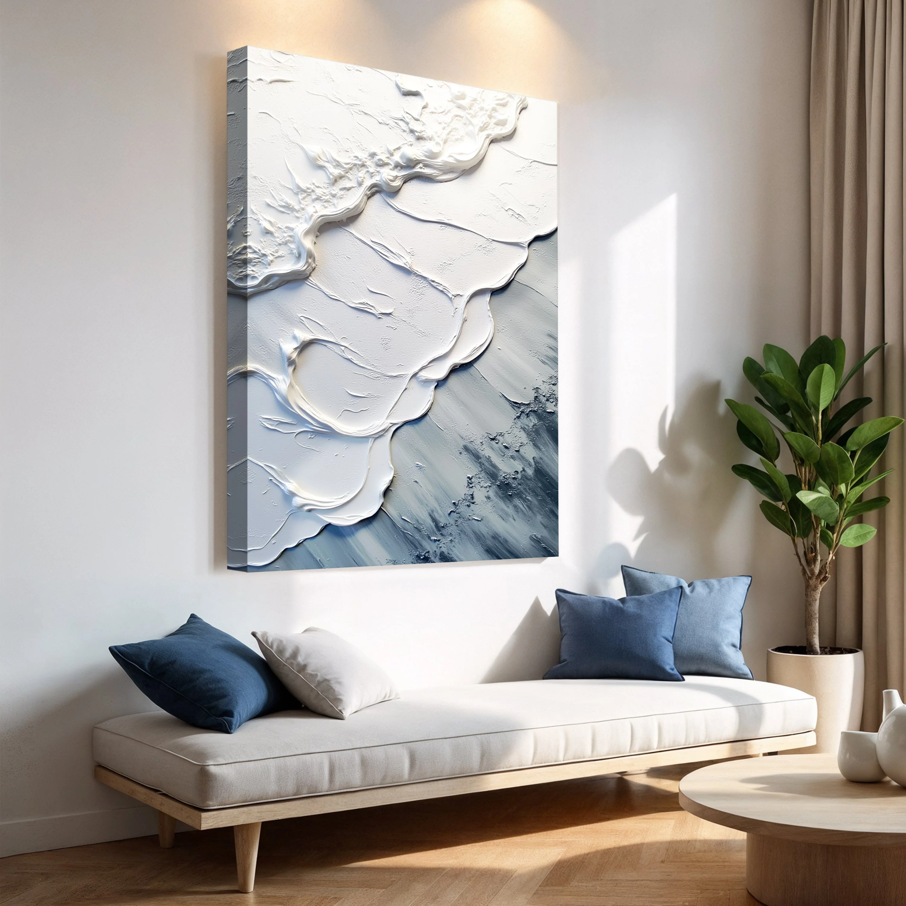 Abstract Minimalist Wave Impasto Wall Art II - Image 2