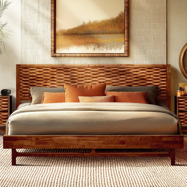 Acacia Elara Platform Bed Frame with Headboard - Image 9