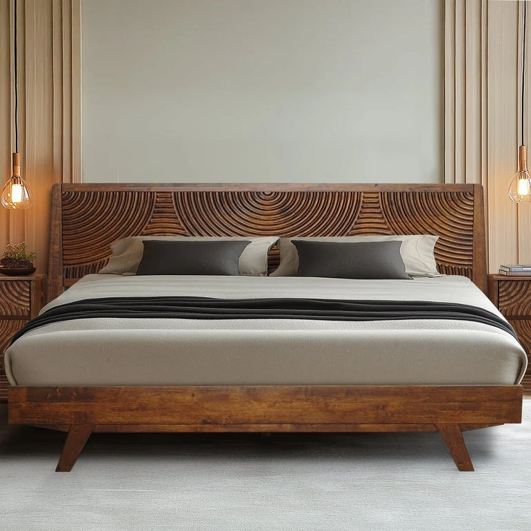 Acacia Harmony Solid Wood Platform Bed Frame with Headboard - Image 17