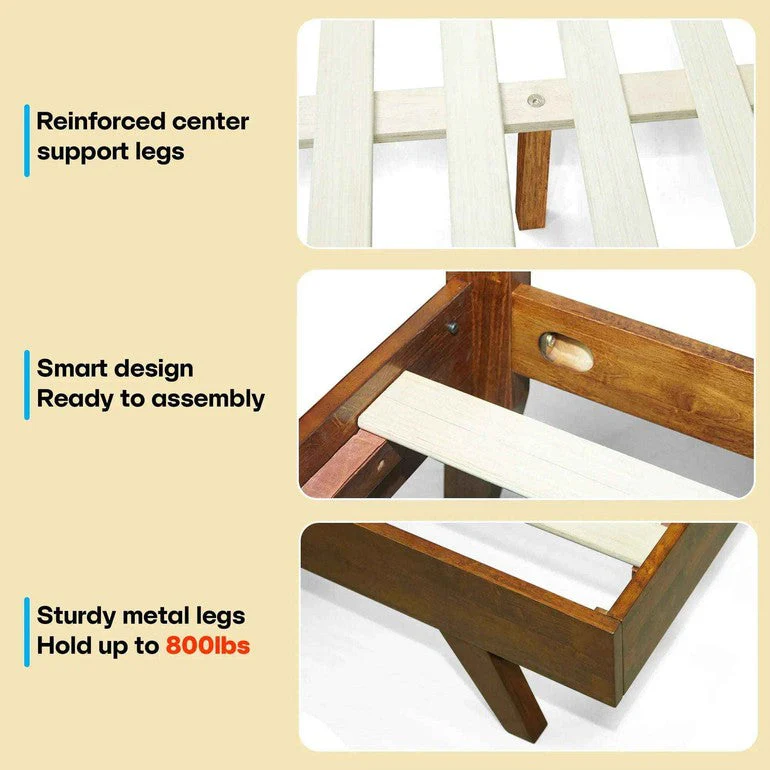 Acacia Harmony Solid Wood Platform Bed Frame with Headboard - Image 7