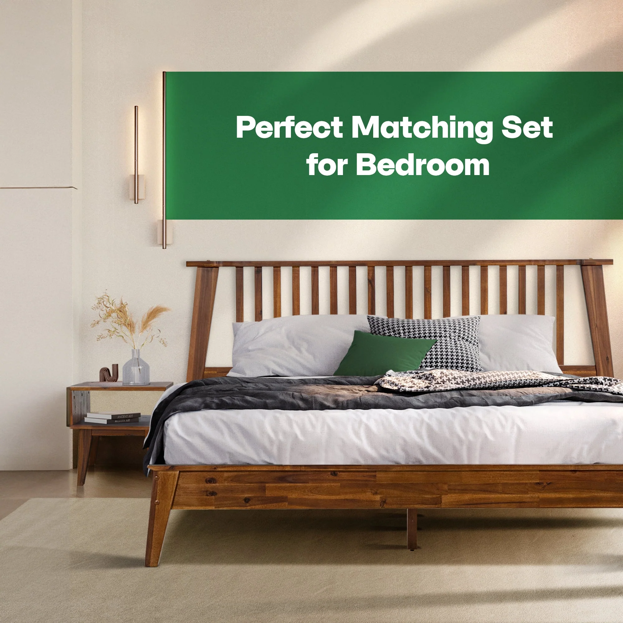 Acacia Kaylin Bed Frame & Nightstand Set - Image 10