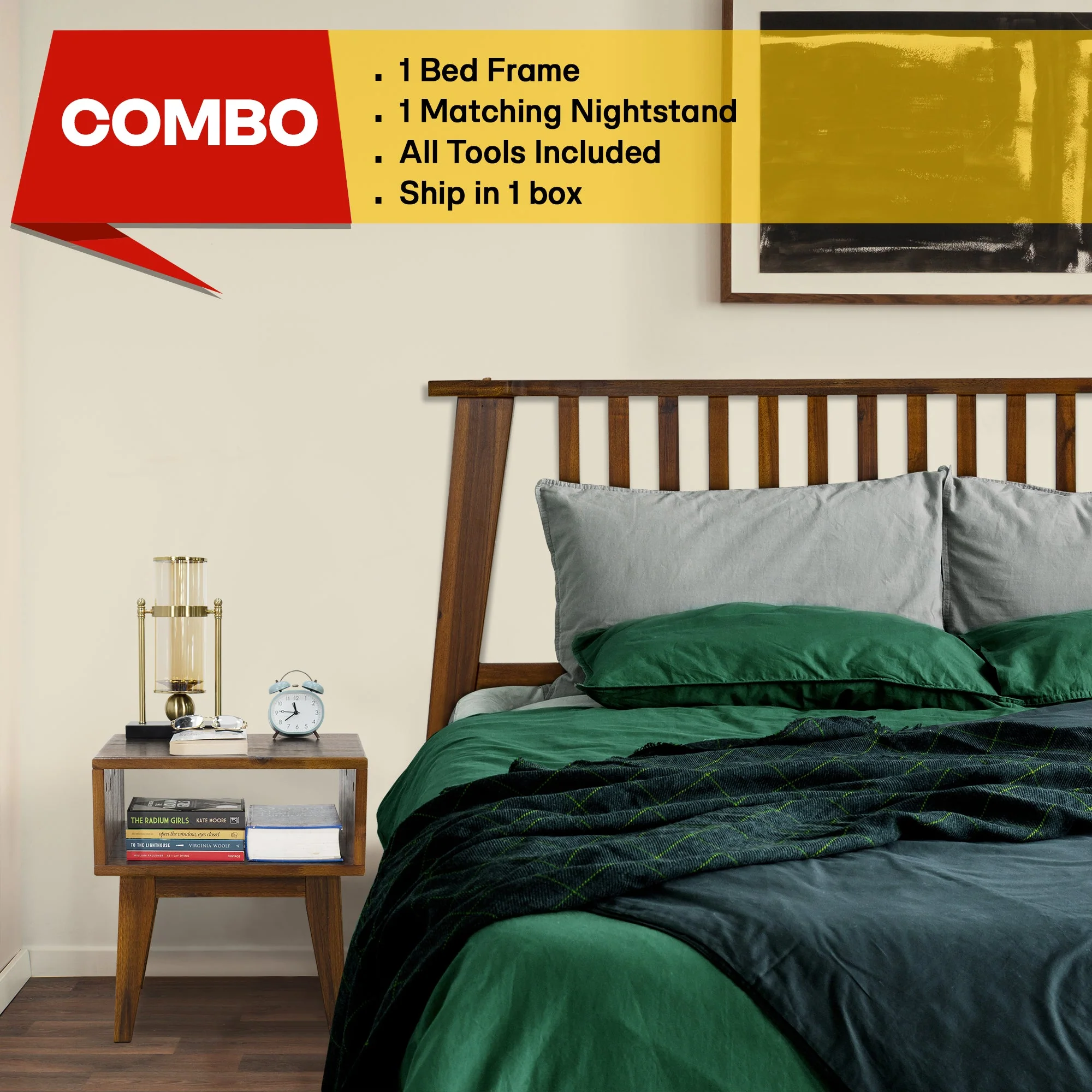 Acacia Kaylin Bed Frame & Nightstand Set - Image 15