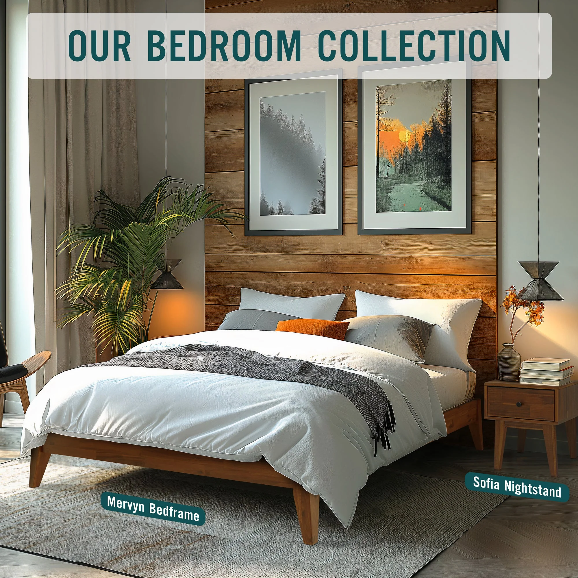 Acacia Mervyn Solid Wood Platform Bed - Image 5