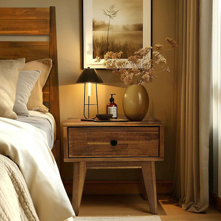 Acacia Sofia 1-Drawer Solid Wood Nightstand - Image 16