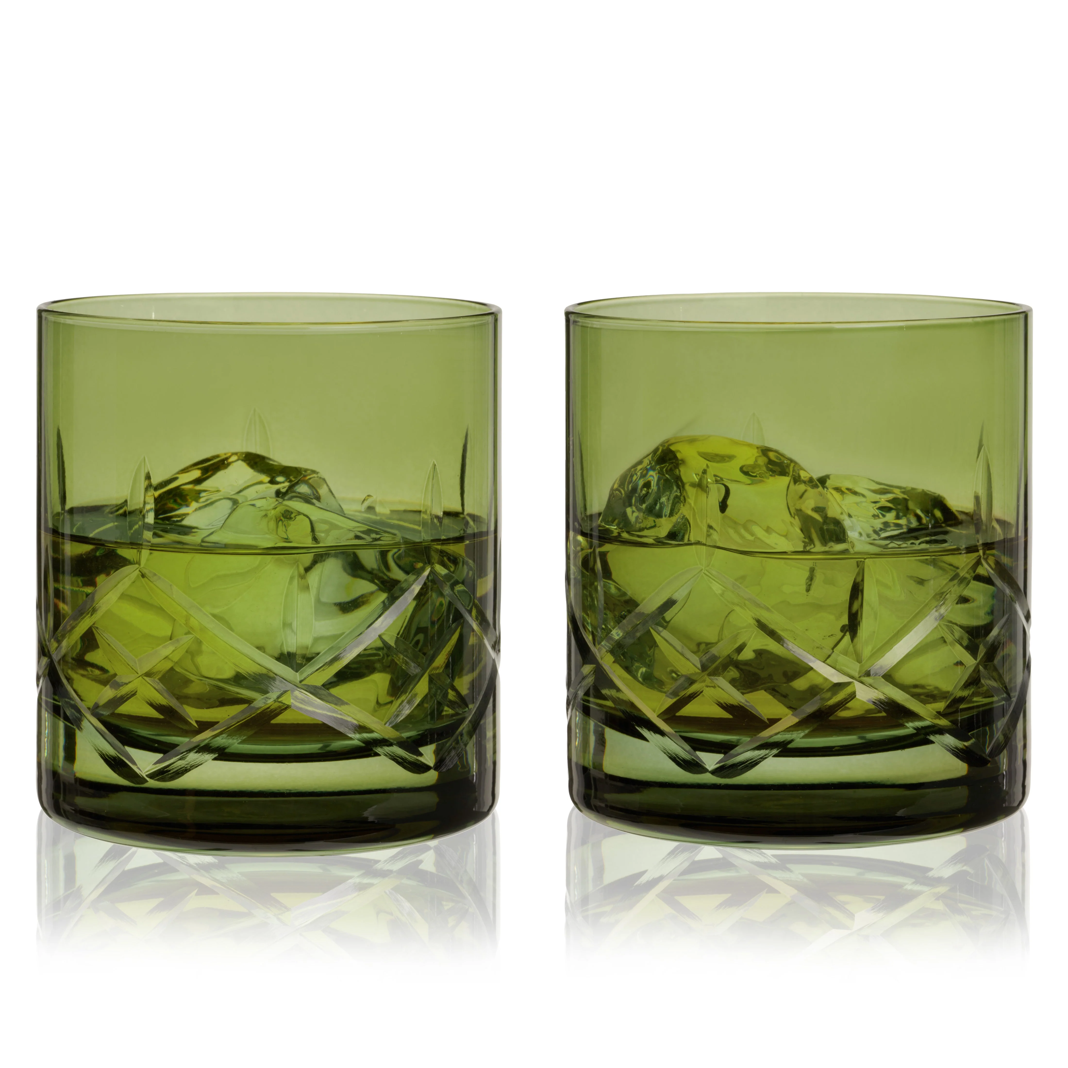 Admiral Crystal Rocks Glasses in Green Set of 2 - Image 2