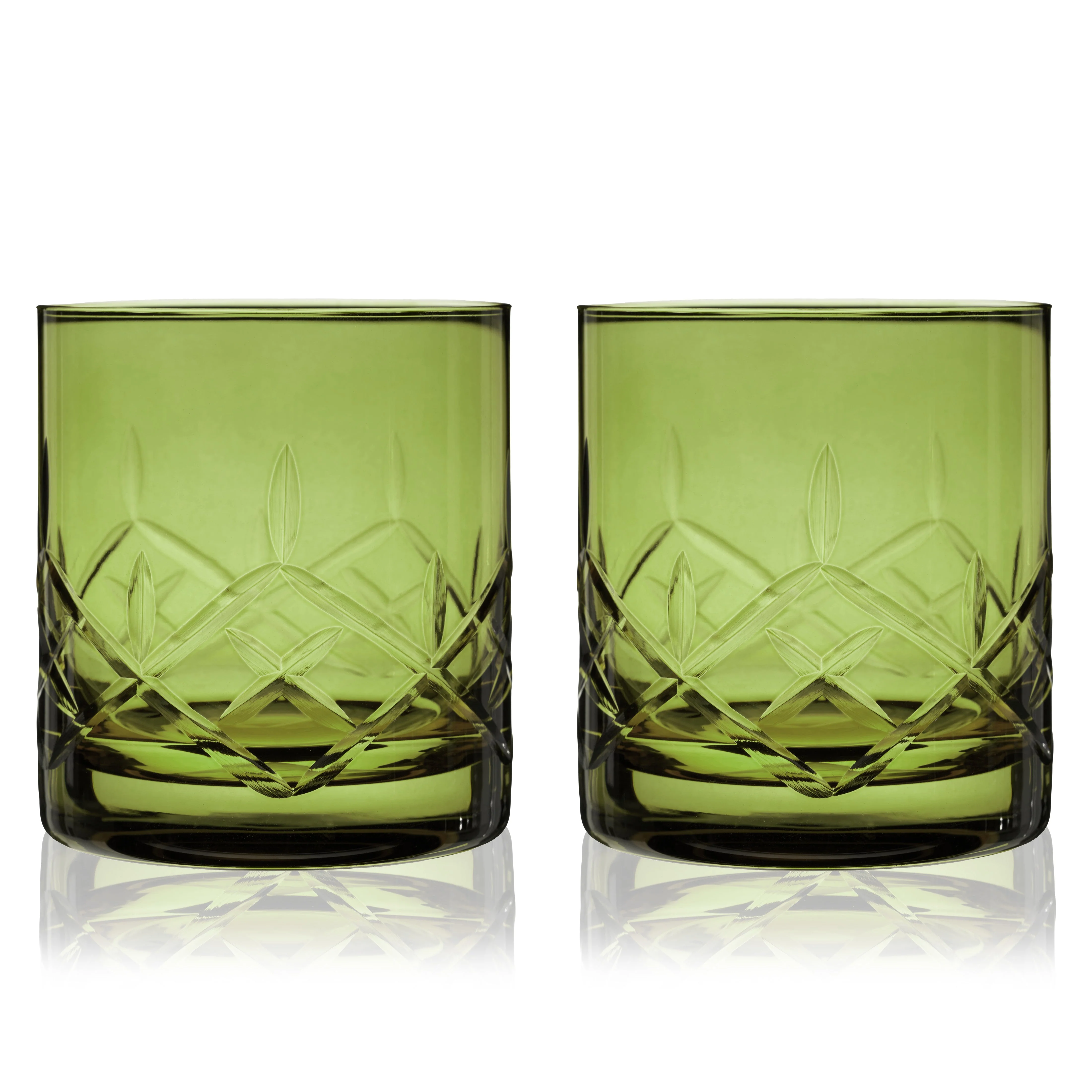 Admiral Crystal Rocks Glasses in Green Set of 2 - Image 4