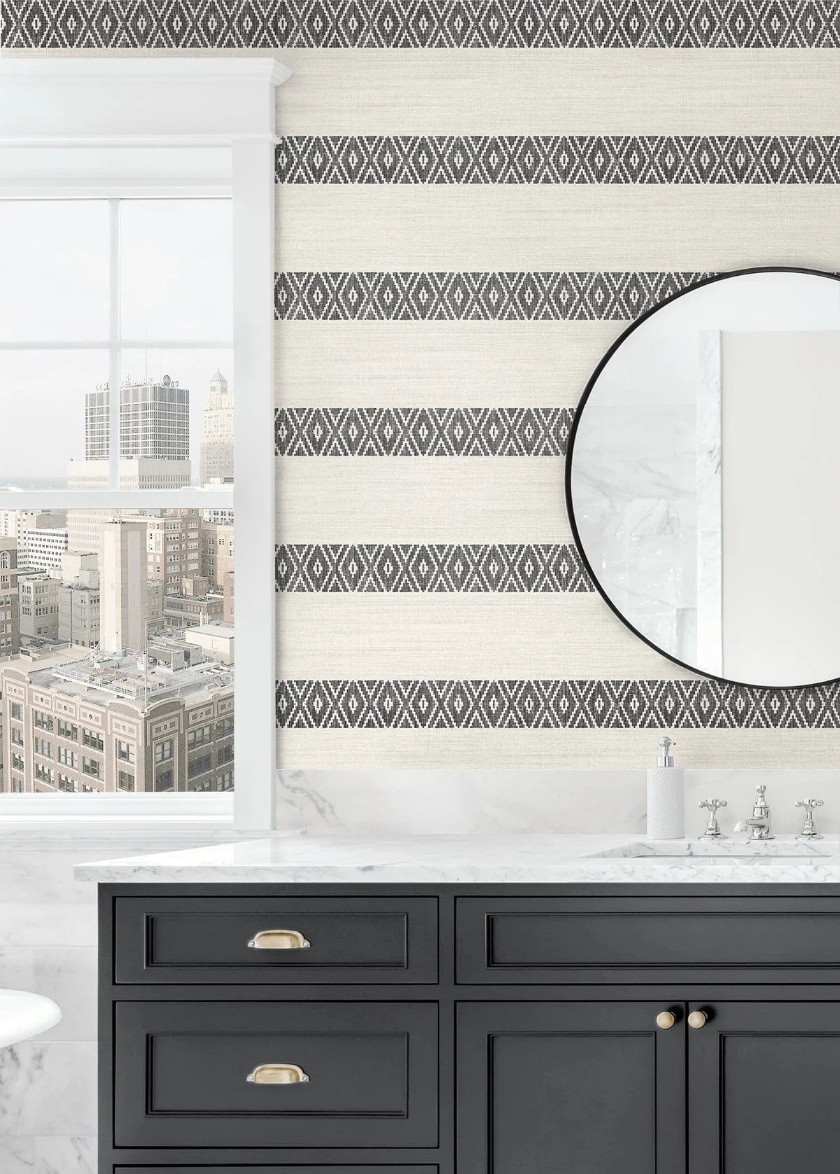 Alani Geo Stripe Embossed Vinyl Unpasted Wallpaper - Image 2