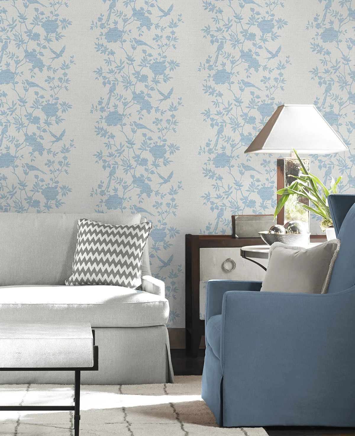 Aloha Bird Trail Chinoiserie Embossed Vinyl Unpasted Wallpaper - Image 15