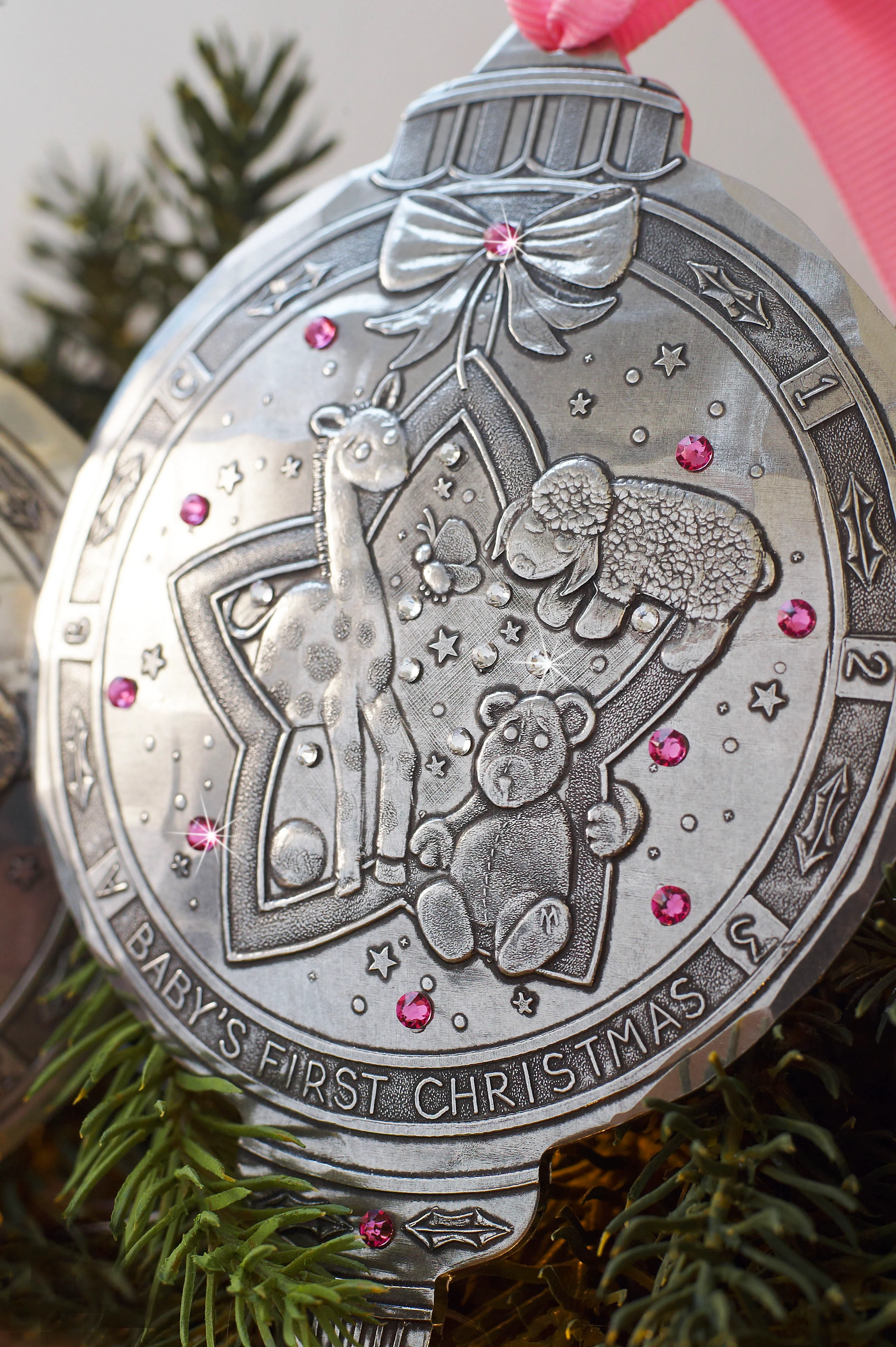 Baby Girl 1st Christmas Ornament with Crystals - Image 3