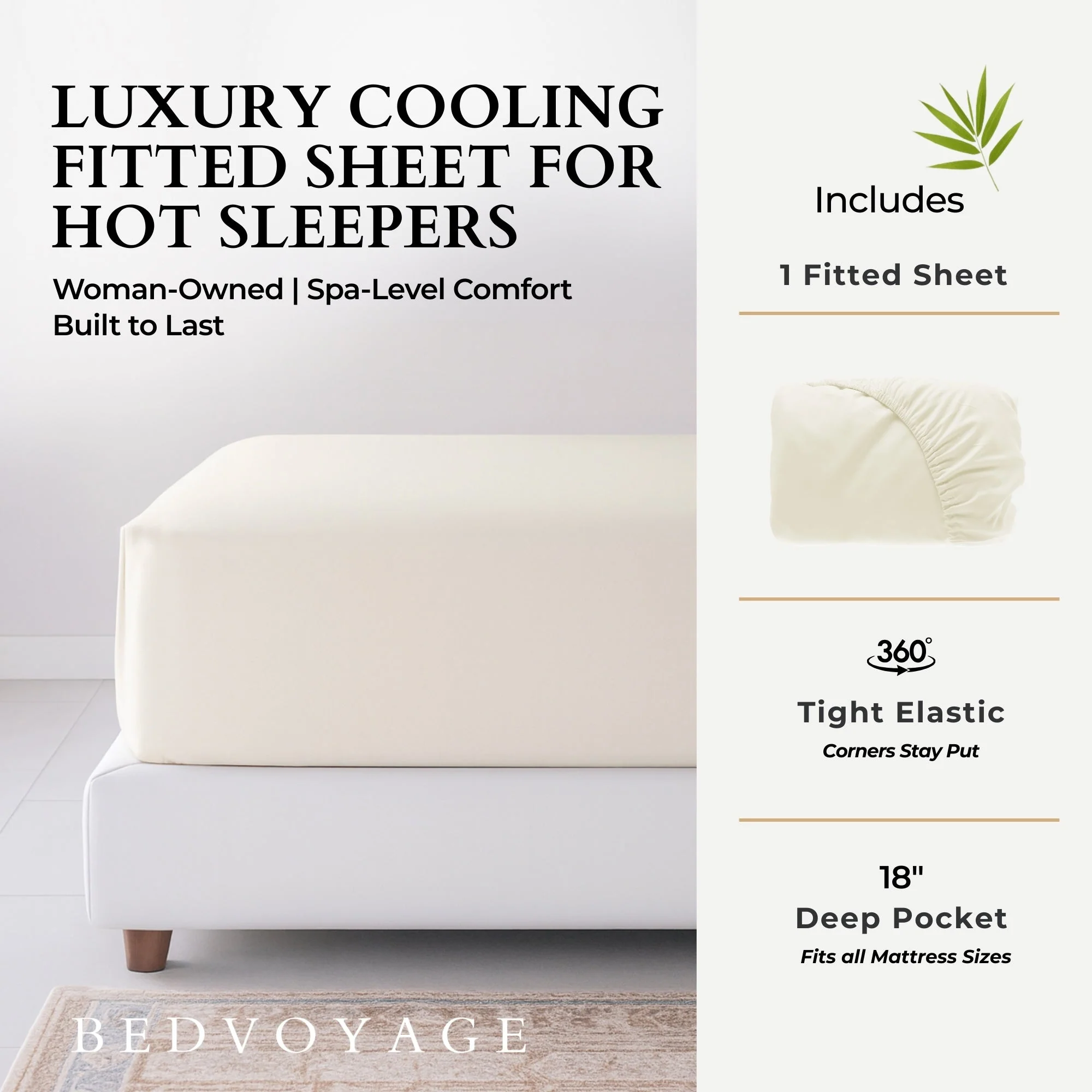 Bamboo Fitted Sheet - Ivory - Image 3
