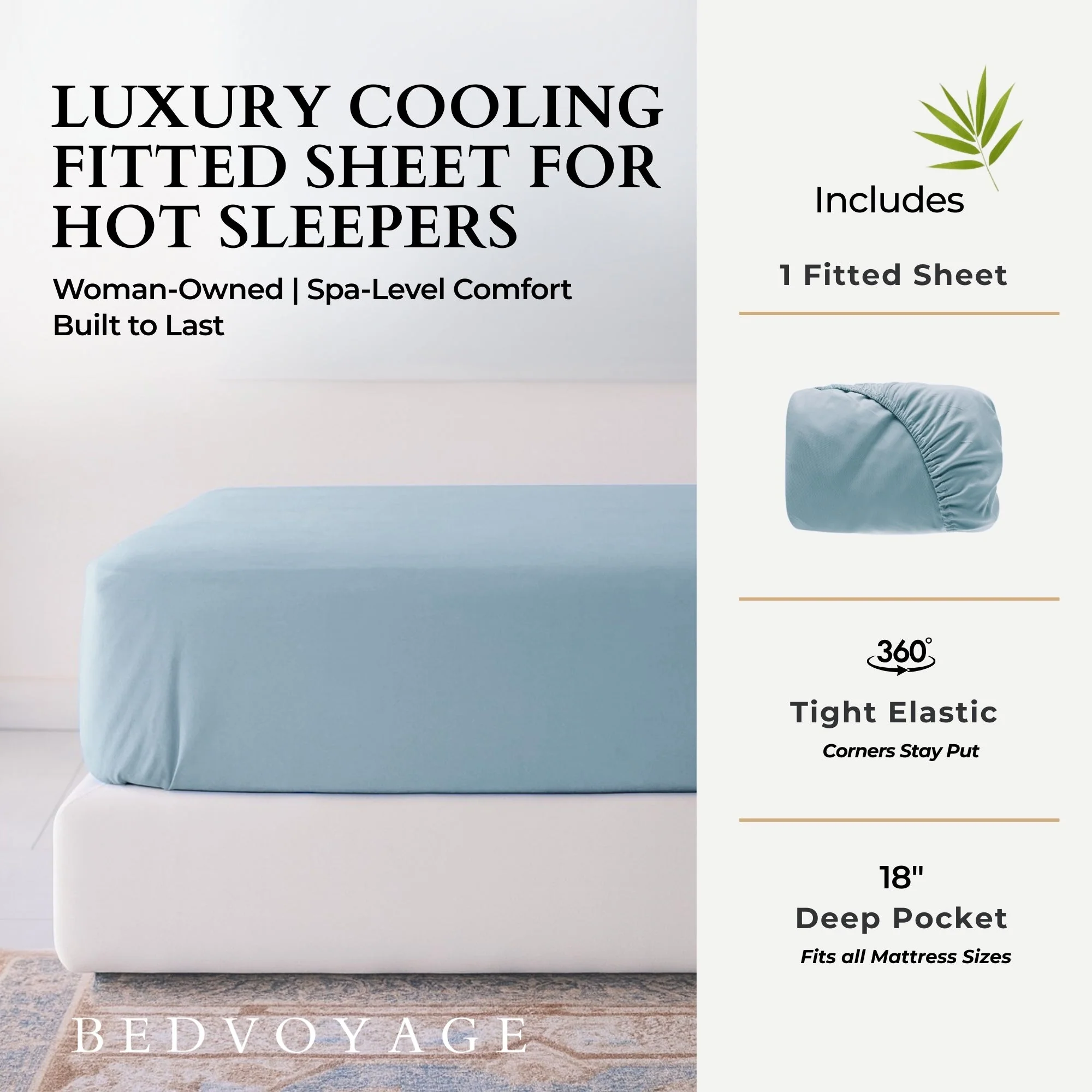 Bamboo Fitted Sheet - Sky - Image 4