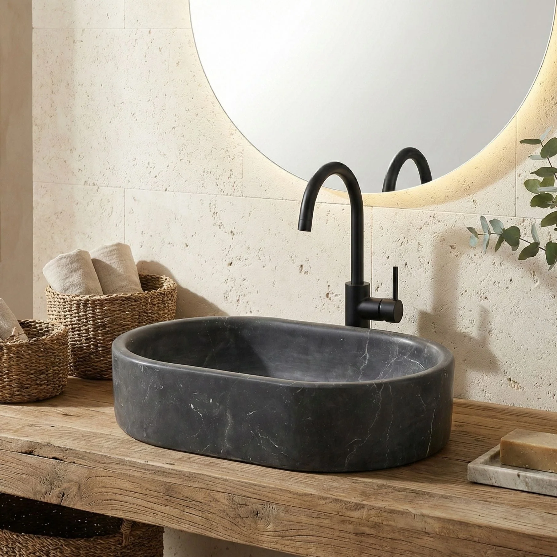 Bathroom Vessel Sink, Semi Polished Surface by Couch - Image 11