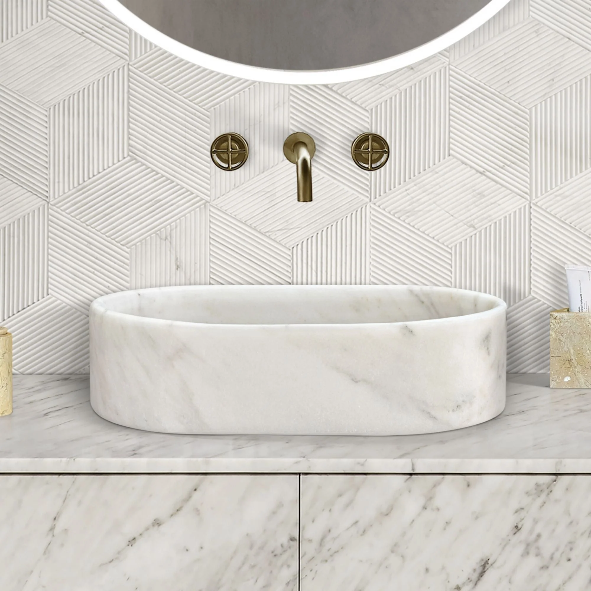 Bathroom Vessel Sink, Semi Polished Surface by Couch - Image 20