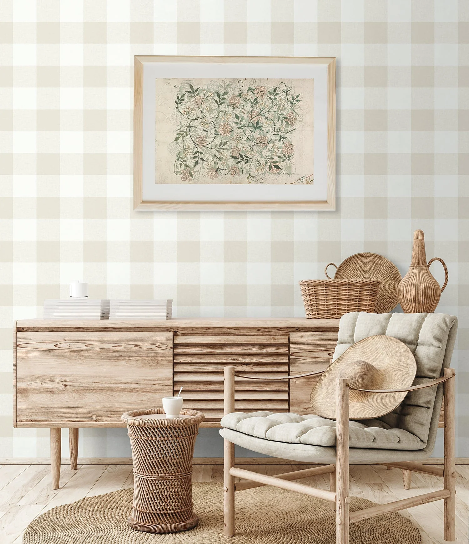 Beach House Picnic Plaid Coastal Unpasted Wallpaper - Image 9