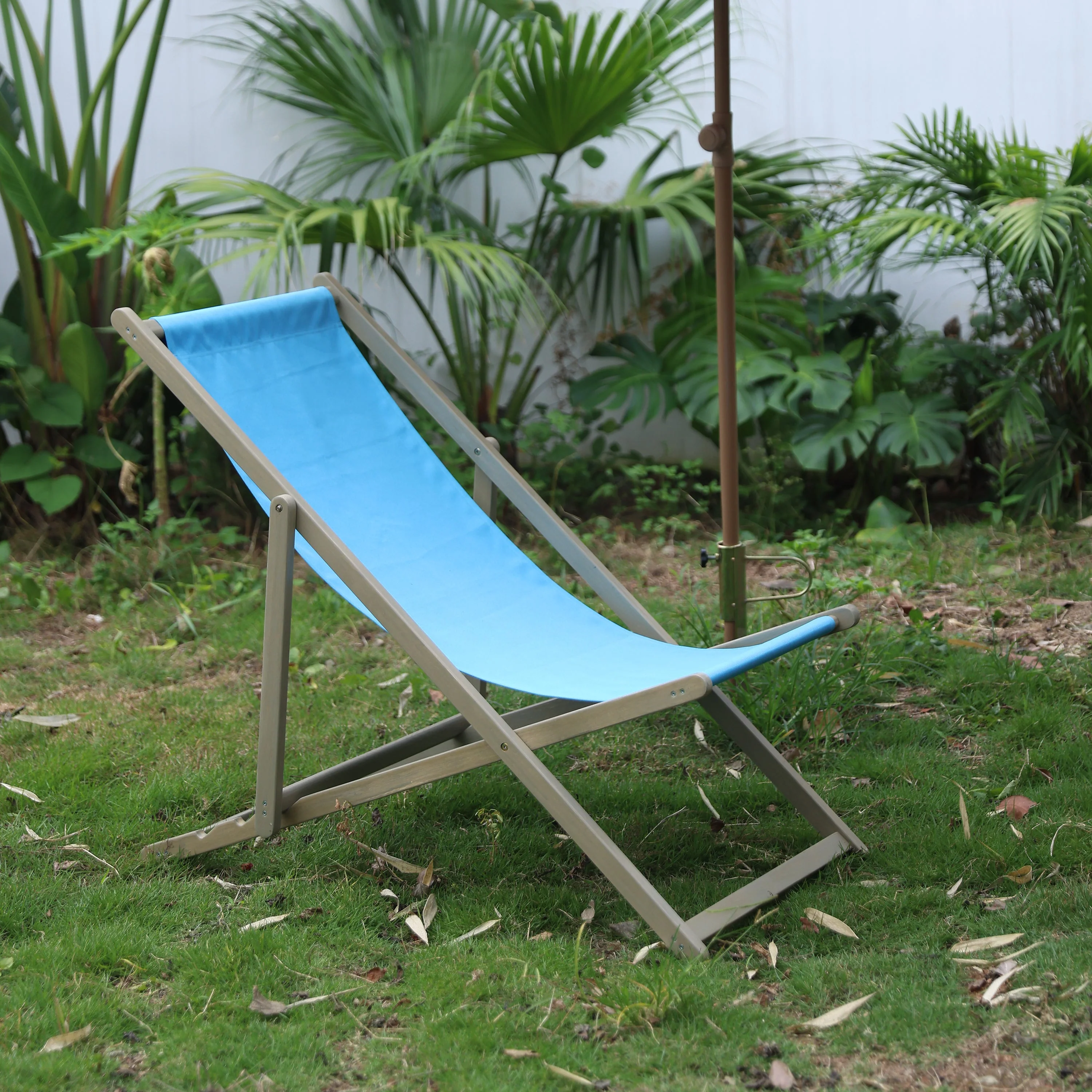 Beach Sling Patio Chair, Set of 2, Wooden Folding Outdoor Chairs - Image 7