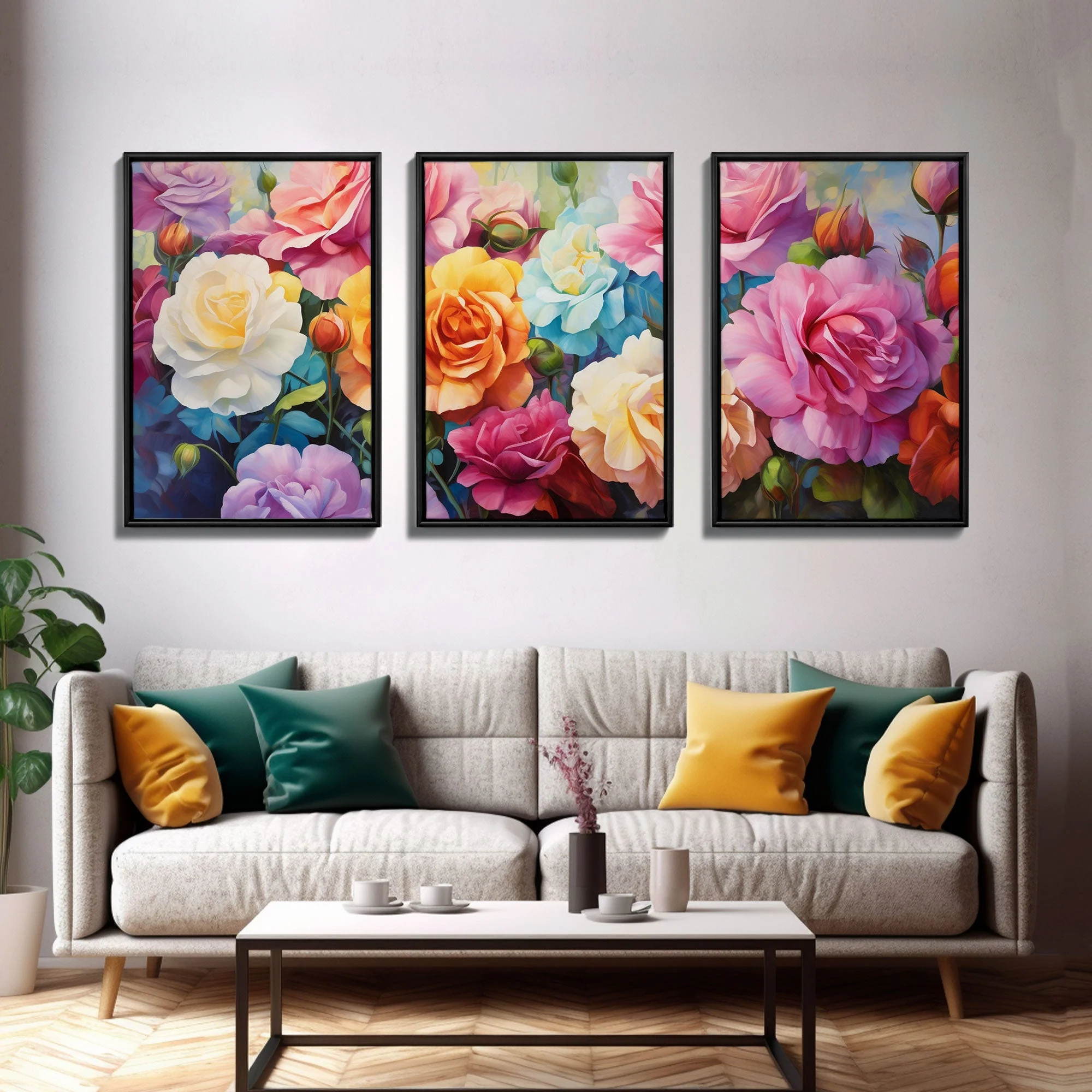Beautiful Rose Art, Framed Canvas Print, 3 Piece Art Set - Image 11