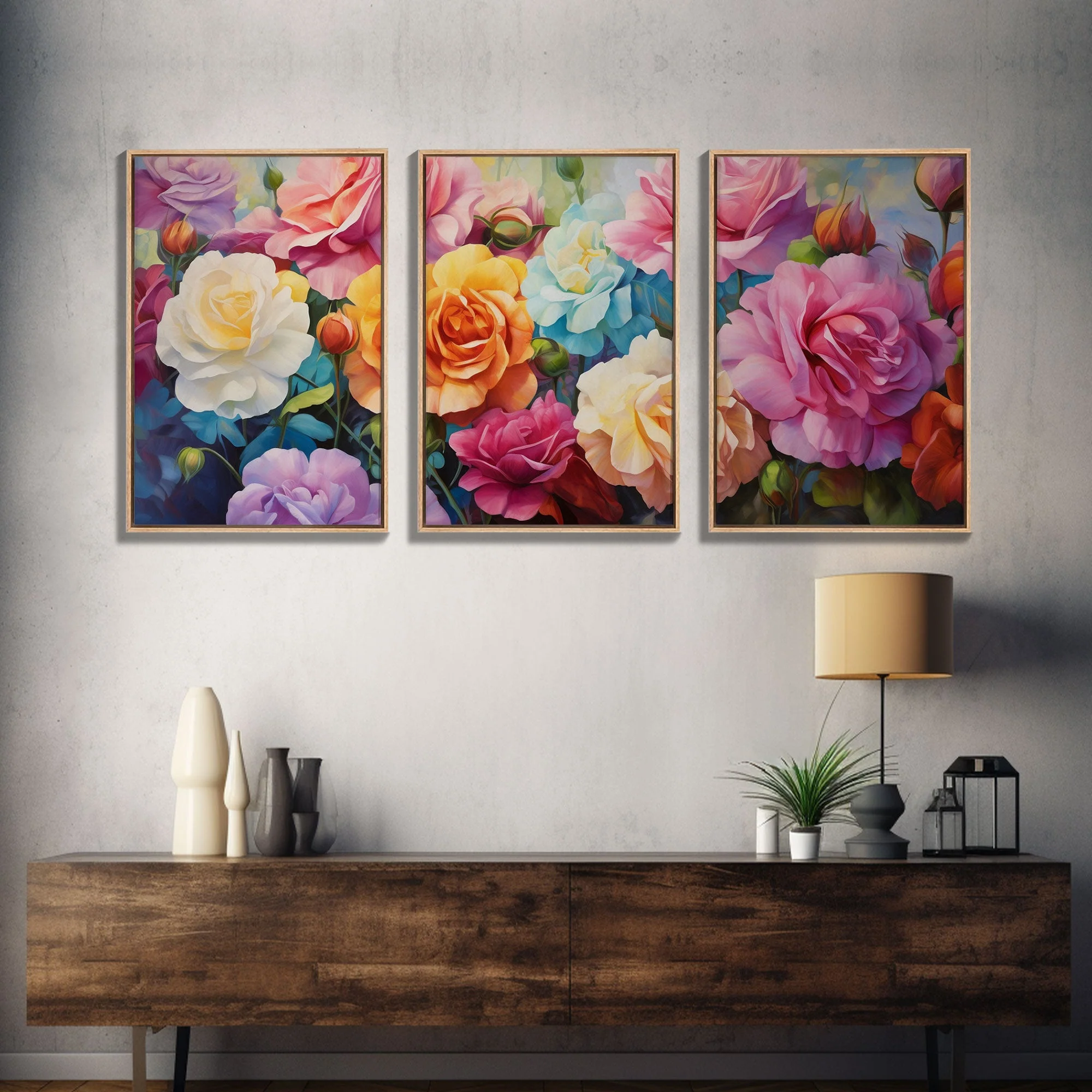 Beautiful Rose Art, Framed Canvas Print, 3 Piece Art Set - Image 12