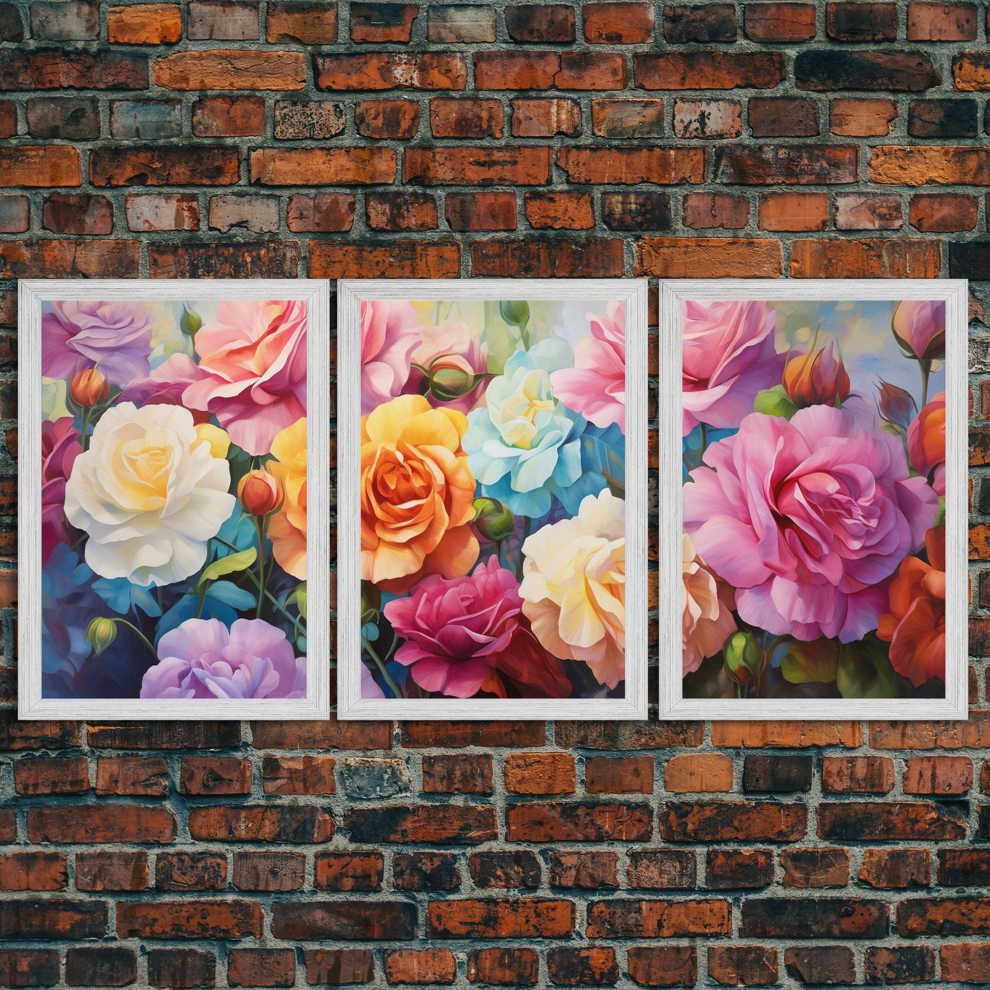 Beautiful Rose Art, Framed Canvas Print, 3 Piece Art Set - Image 2