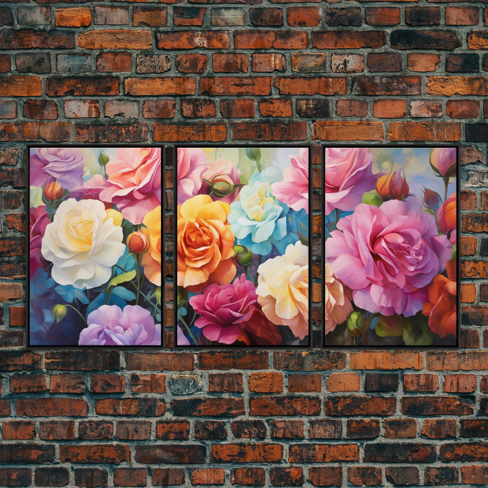 Beautiful Rose Art, Framed Canvas Print, 3 Piece Art Set - Image 3