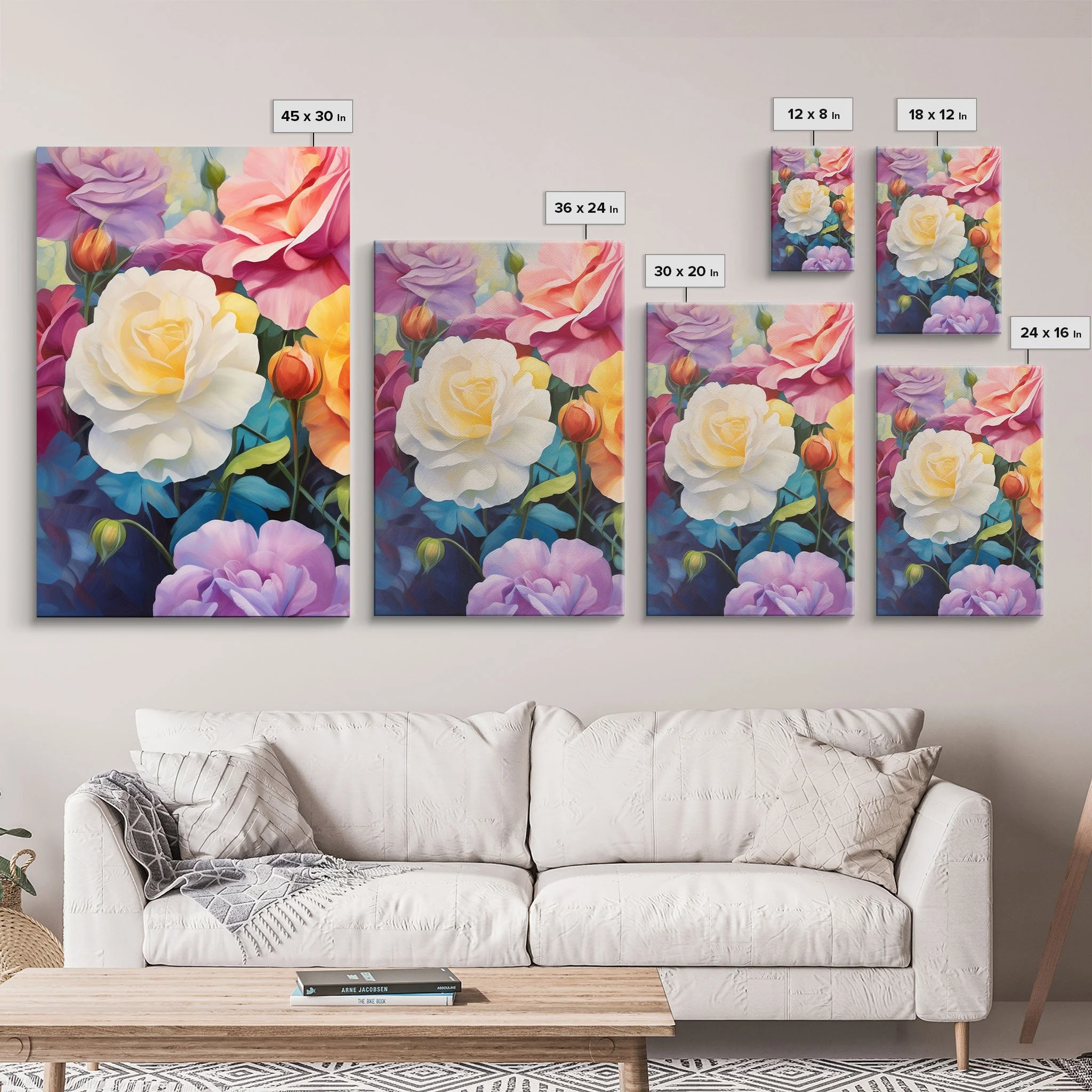 Beautiful Rose Art, Framed Canvas Print, 3 Piece Art Set - Image 7