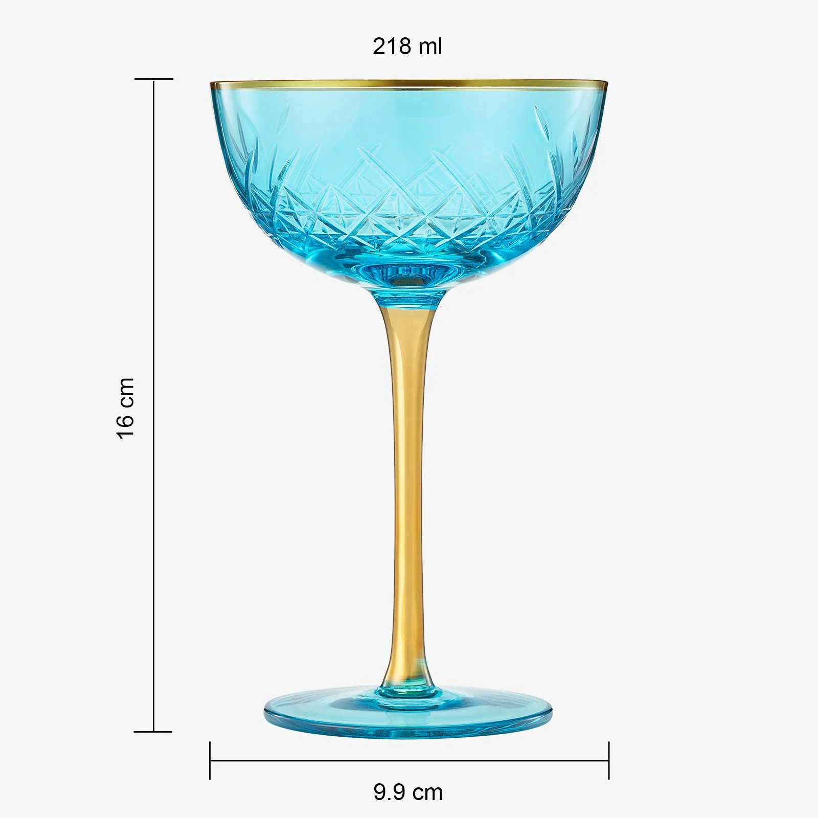 Bellissimo Crystal Champagne Coupe Cocktail Glassware, Set of 2 - Image 3