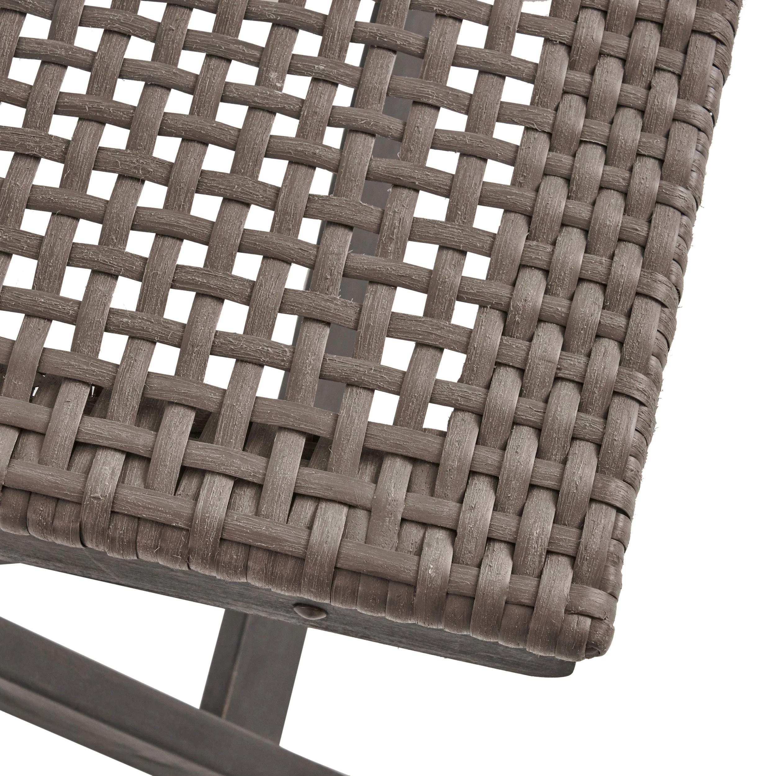 Bistro Foldable Chair with Wicker Backrest, Set of 2, Grey and Brown - Image 12