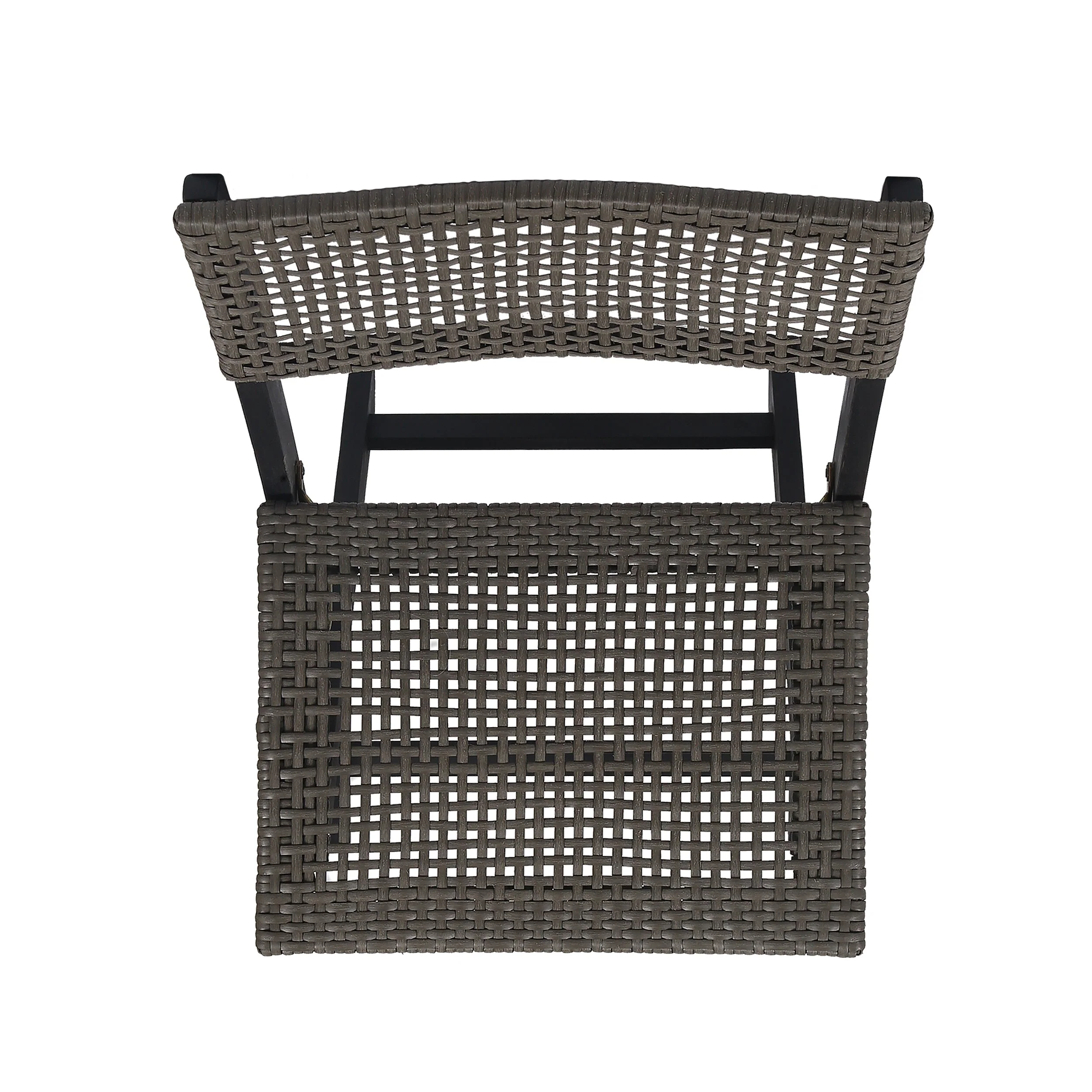 Bistro Foldable Chair with Wicker Backrest, Set of 2, Grey and Brown - Image 9