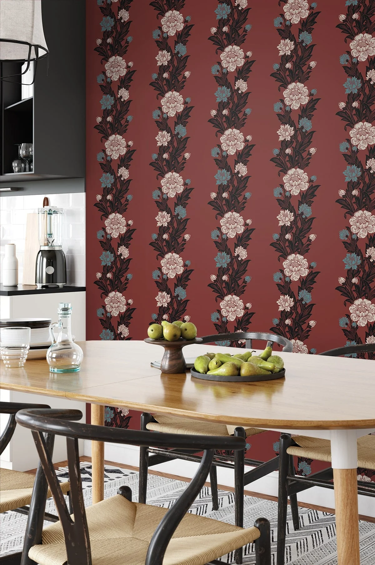 Blooming Floral Stripe Vintage Unpasted Wallpaper - Image 6