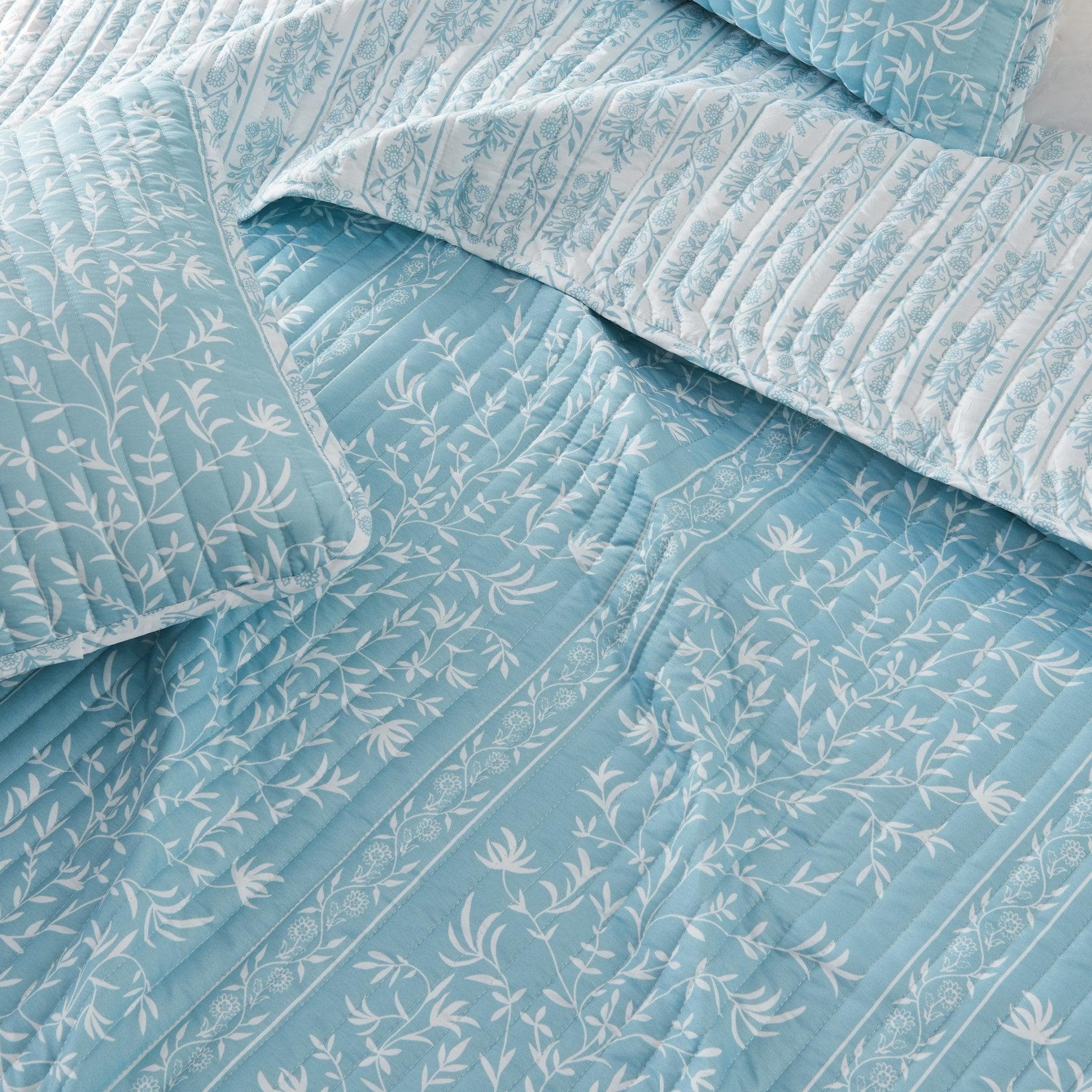 Blue Floral Quilt Set - Senna Collection - Image 2