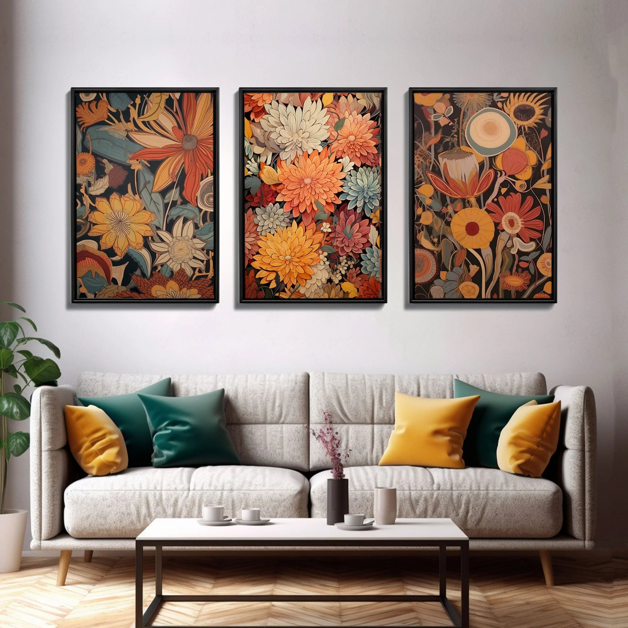 Boho Style Wall Art, Framed Canvas Print 3 Piece Set - Image 11