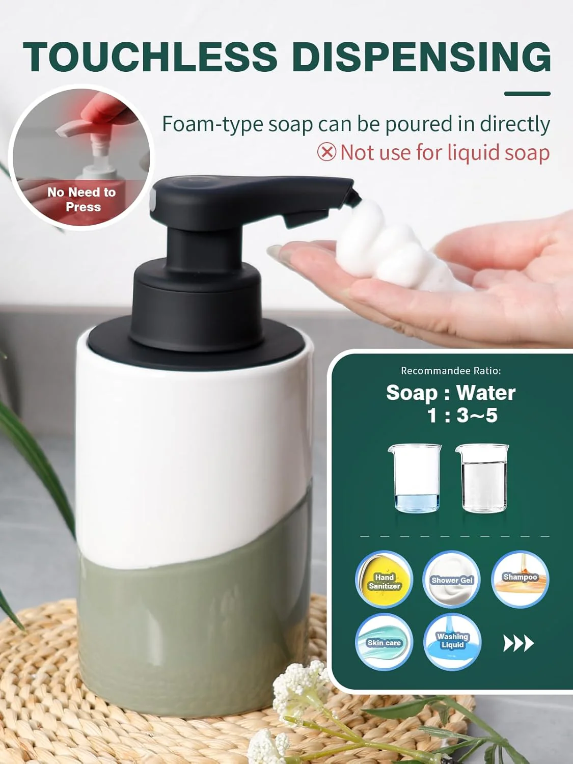 Nordic Garden Automatic Foaming Soap Dispenser, 10 oz - Image 2