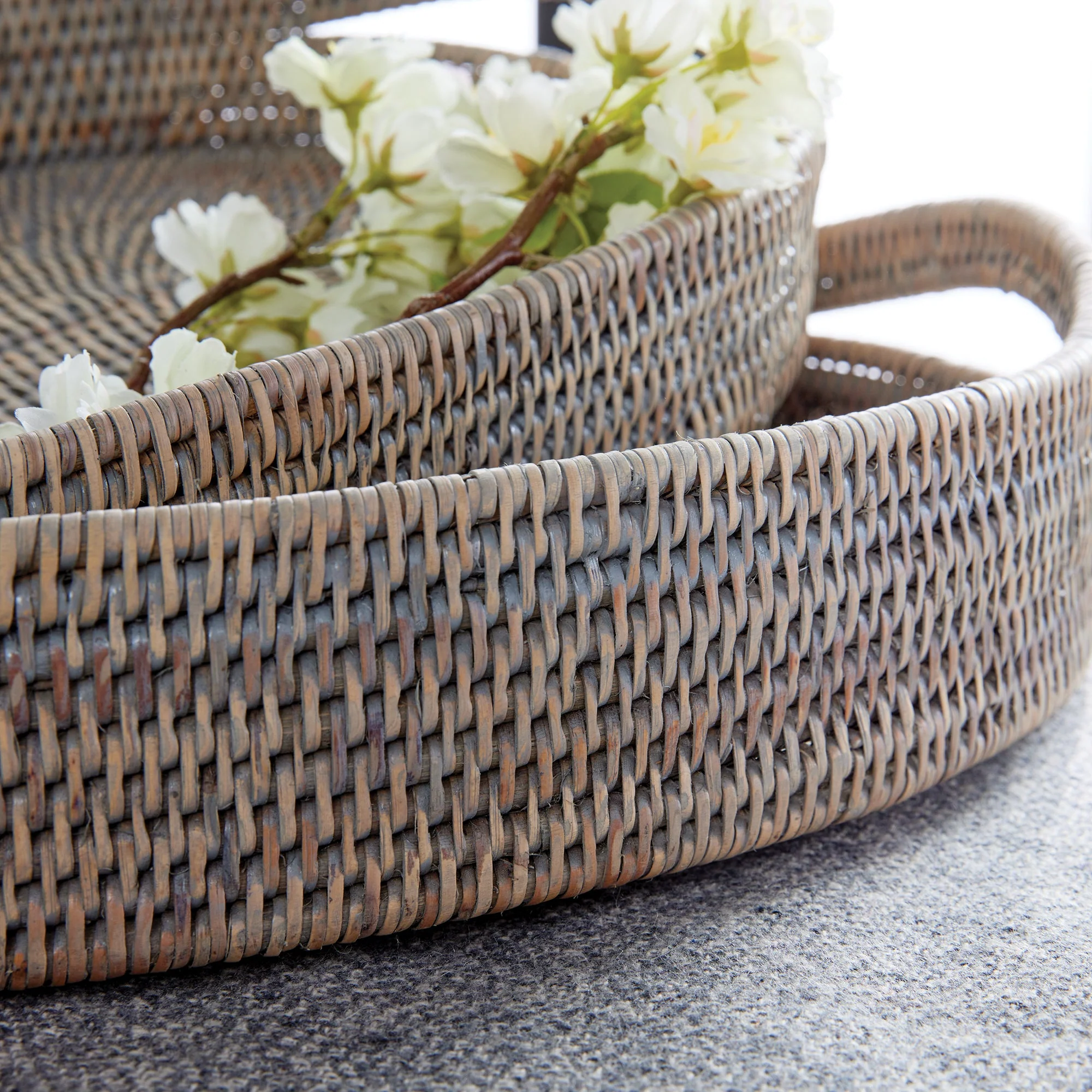 BURMA RATTAN OVAL SERVING TRAYS, SET OF 3 - Image 7