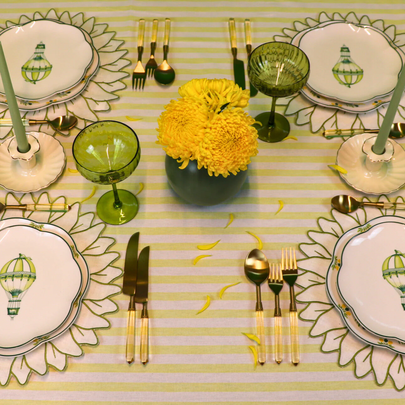 Buttercream Yellow Stripe Tablecloth - Image 8