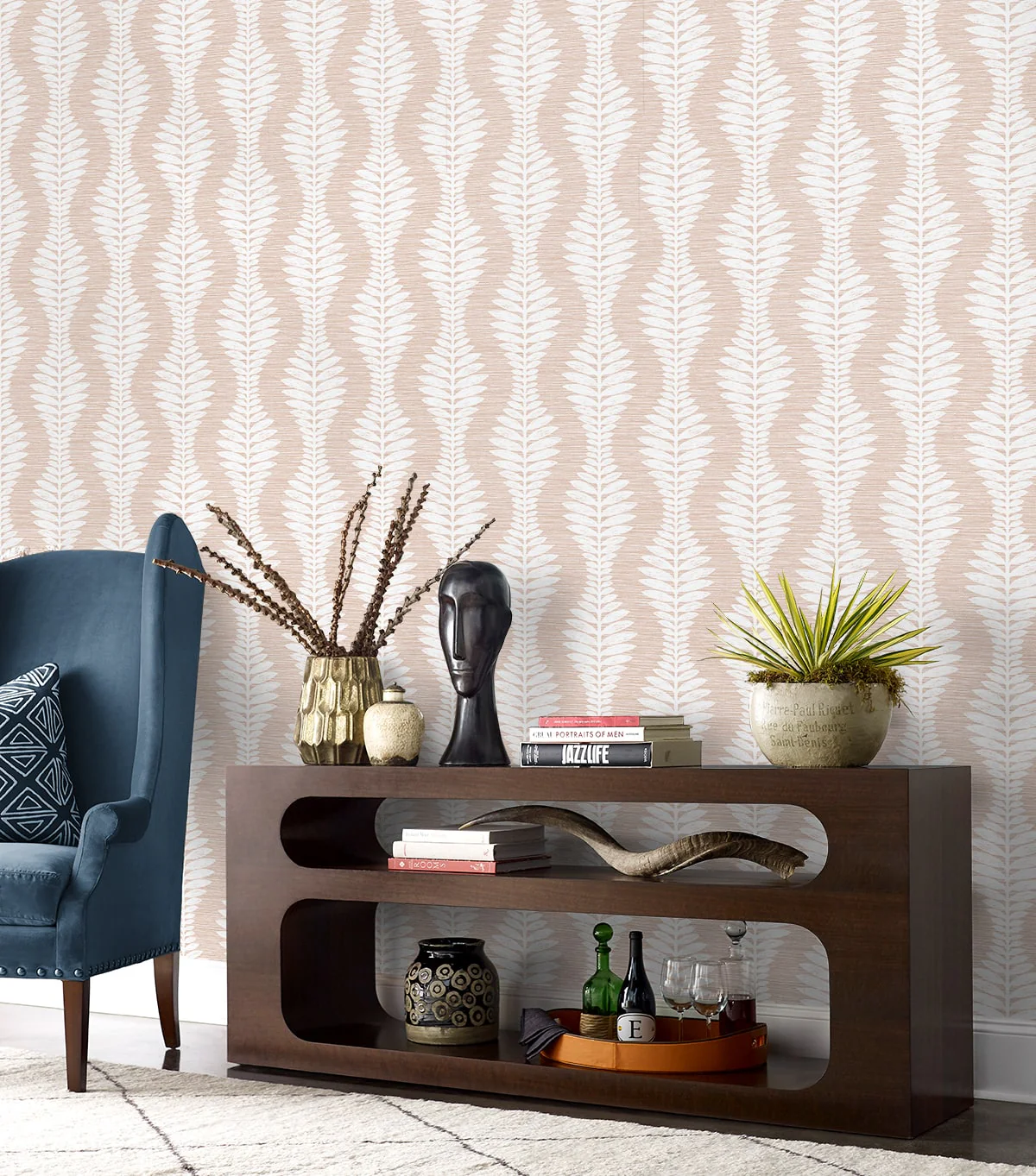 Carina Leaf Ogee Embossed Vinyl Unpasted Wallpaper - Image 16