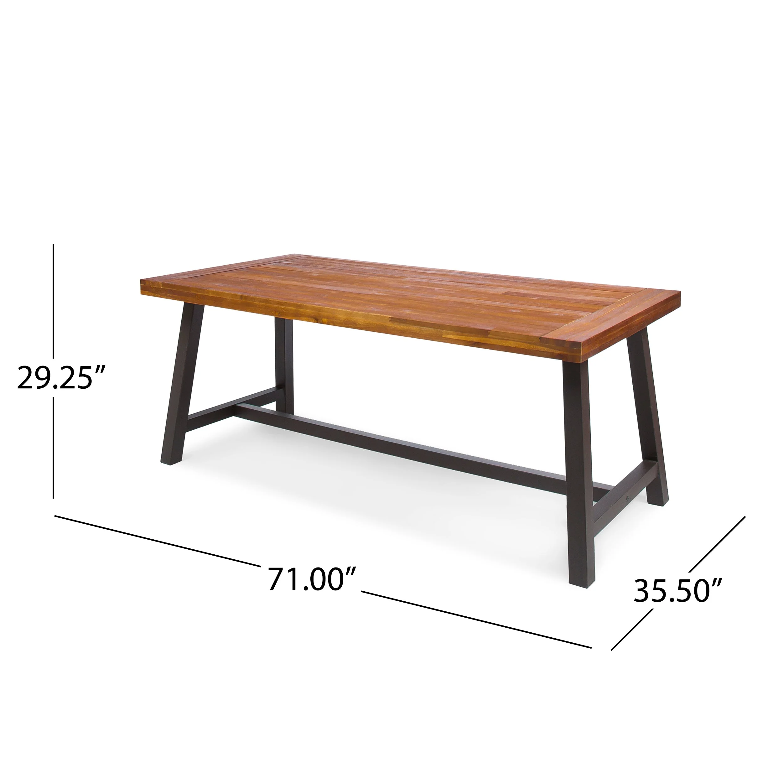 Carlie Outdoor Sandblast Finished Dining Table with Rustic Metal Finished Iron Legs - Image 3