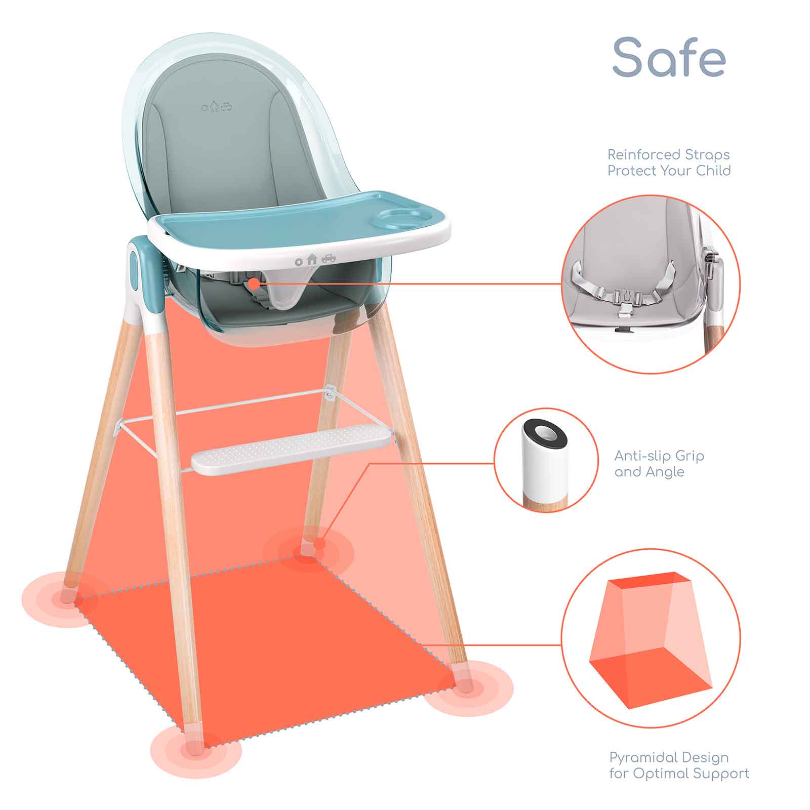 Children of Design 6 in 1 Deluxe High Chair with Cushion - Image 13