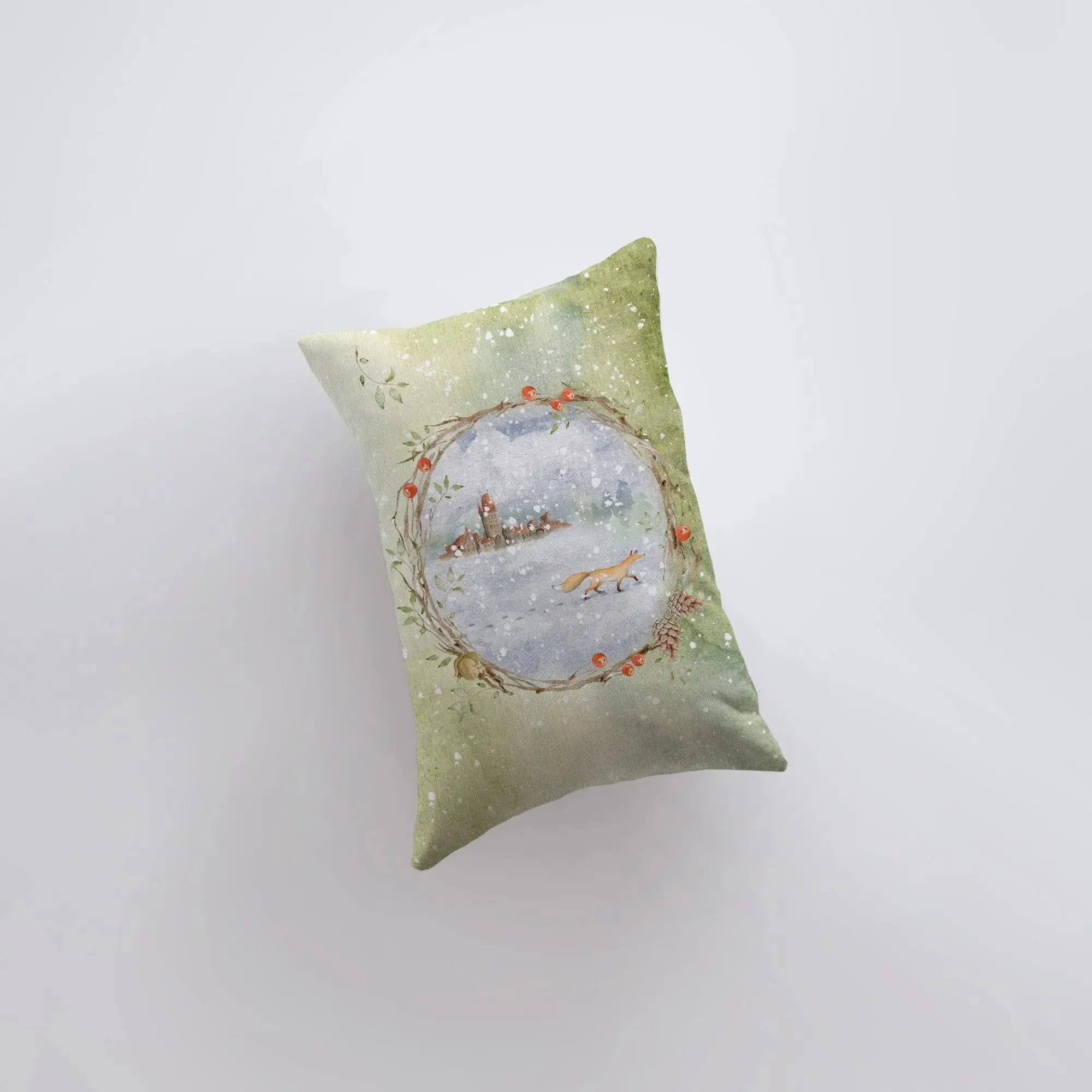 Christmas Fox Snow Scene, Pillow cover - Image 3