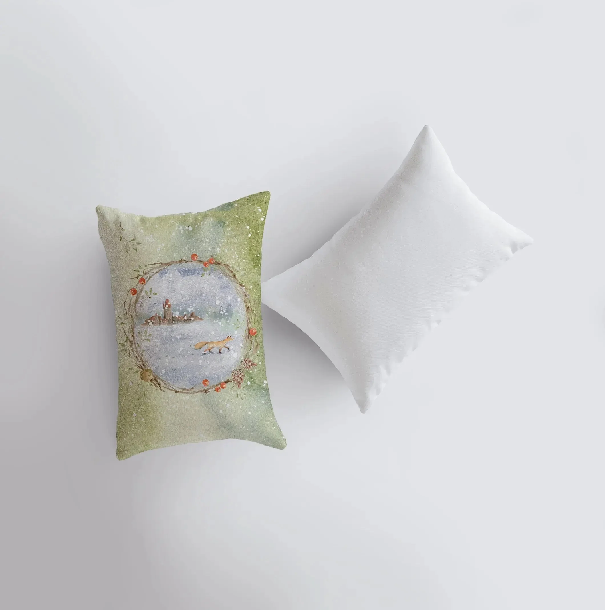 Christmas Fox Snow Scene, Pillow cover - Image 4