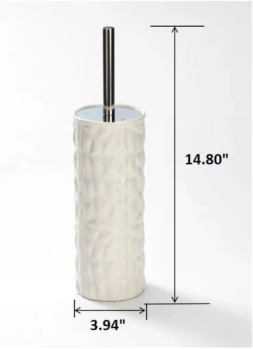Chrome/White Faceted Ceramic Toilet Brush - Image 3