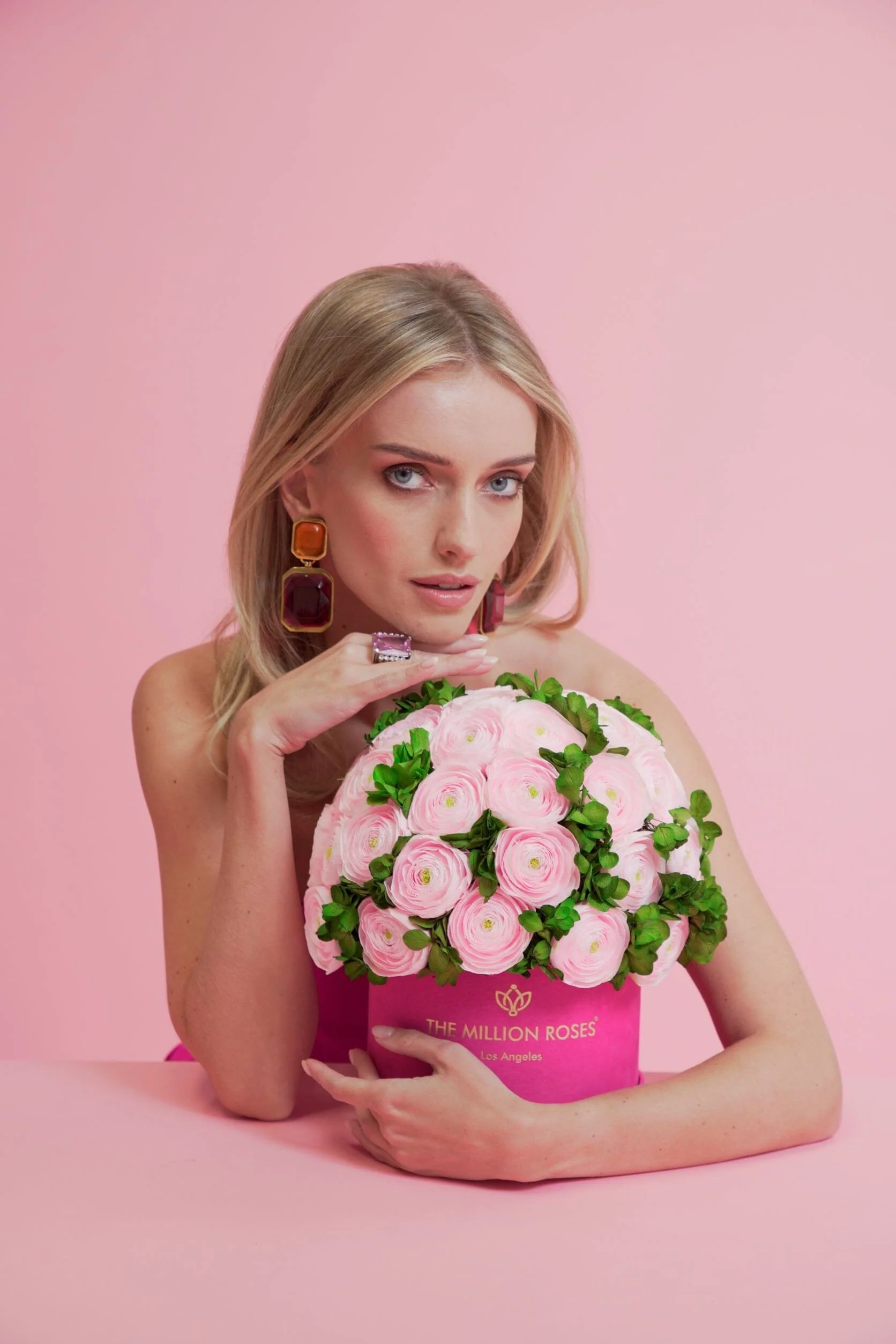 Classic Black Box | Light Pink Persian Buttercups & Green Hydrangeas - Image 3