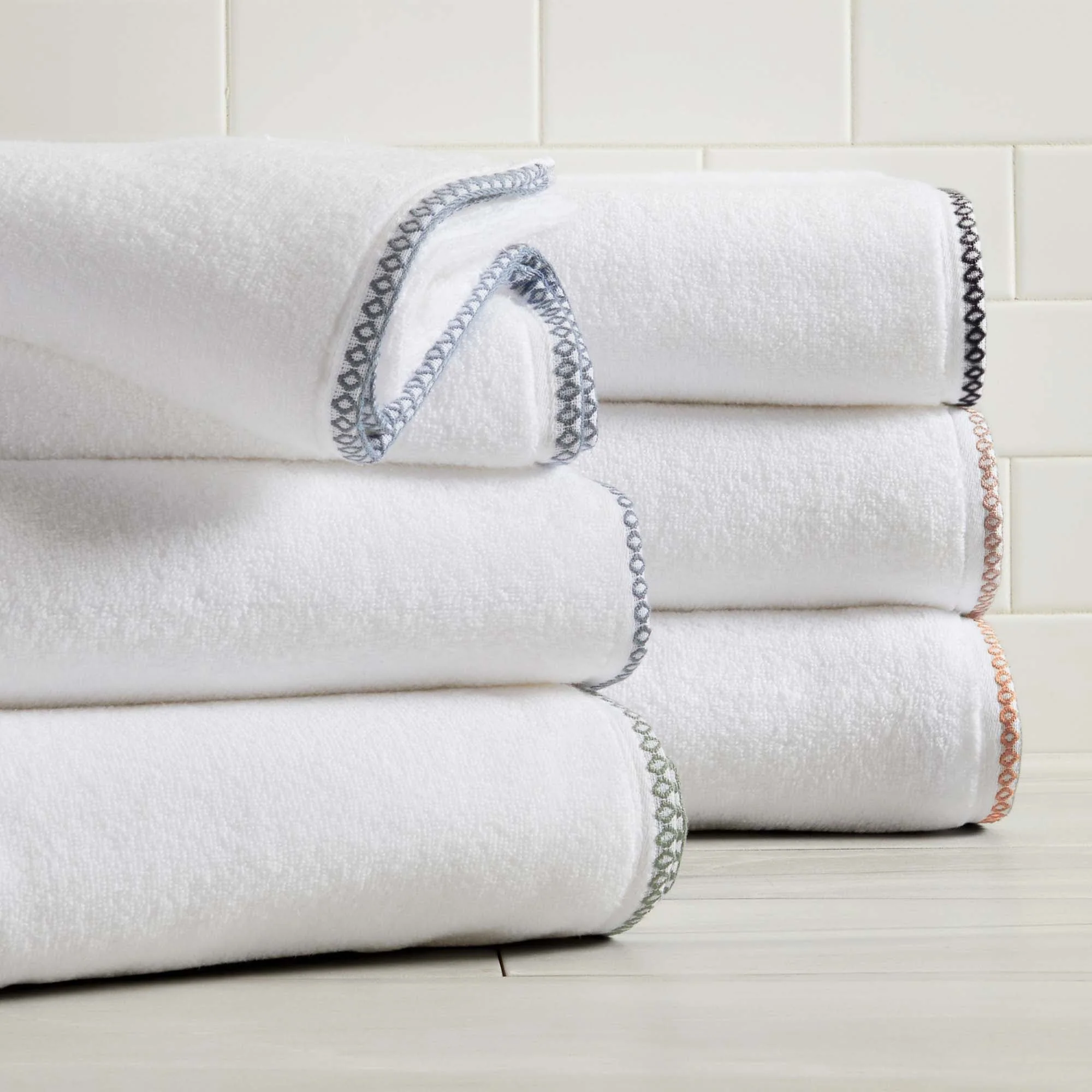 Cotton Border-Stitched 6-Piece Towel Set - Valery Collection - Image 16