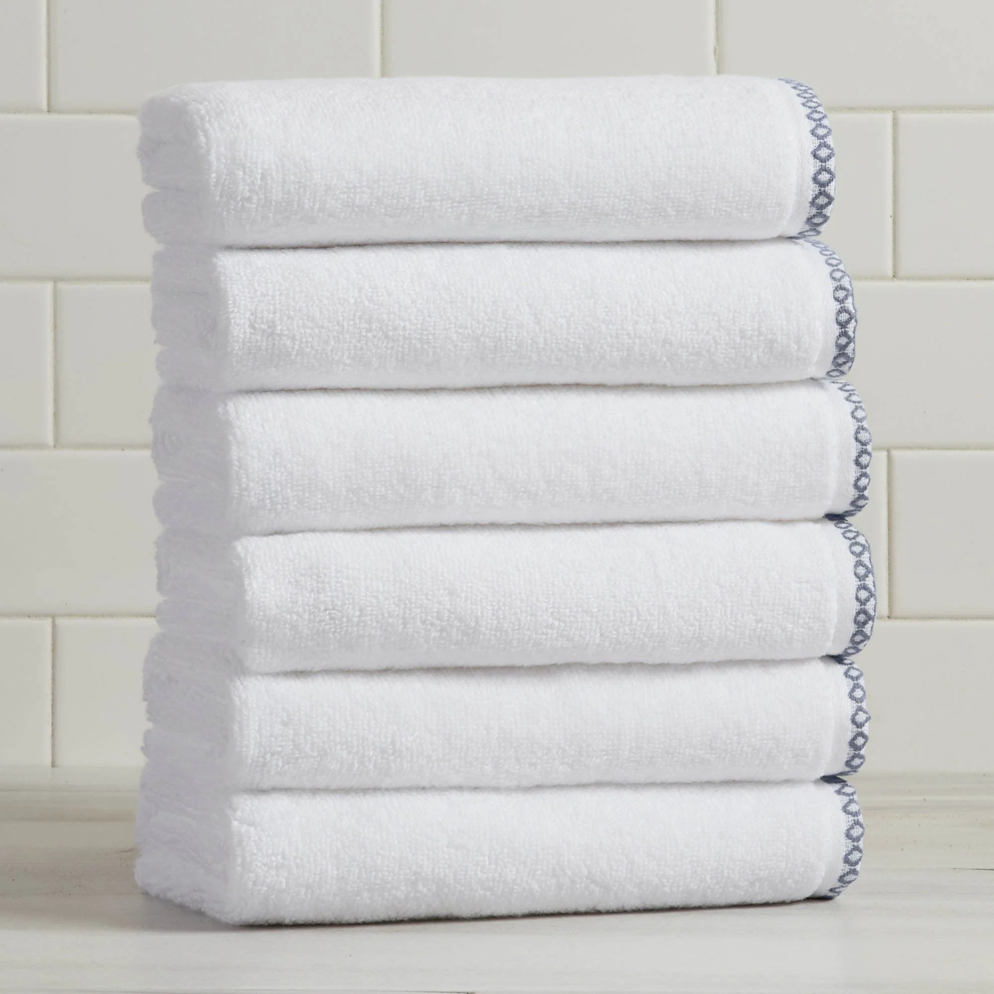 Cotton Border-Stitched 6-Piece Towel Set - Valery Collection - Image 85