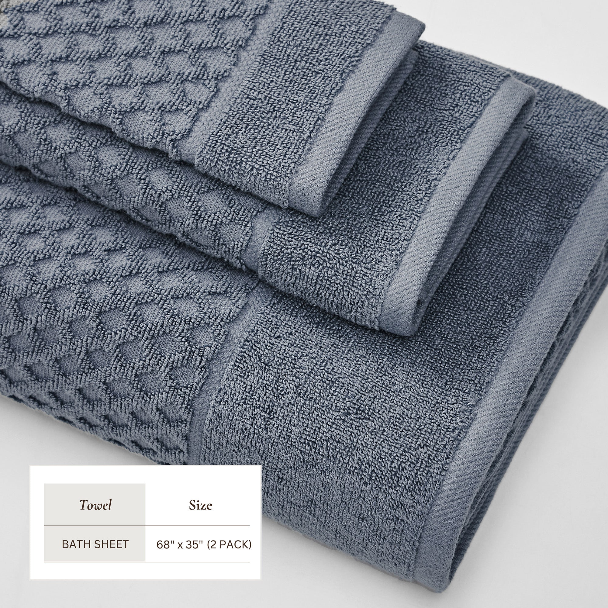 Cotton Diamond Waffle Weave Bath Towel Set - Grayson Collection - Image 111