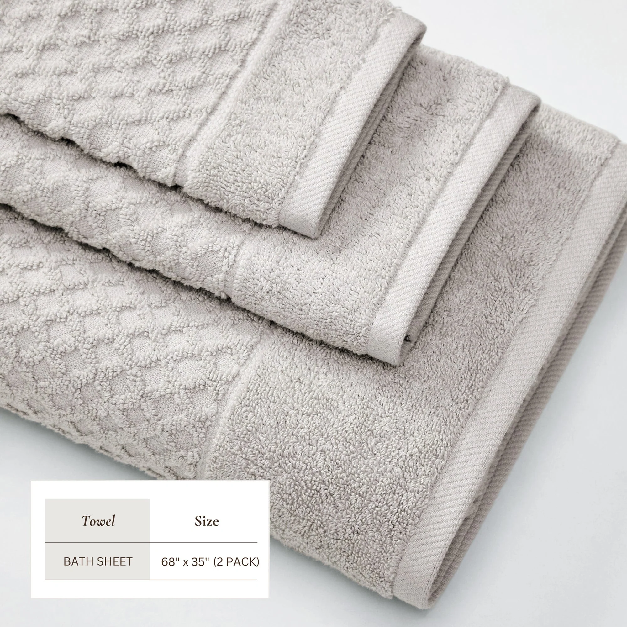 Cotton Diamond Waffle Weave Bath Towel Set - Grayson Collection - Image 147