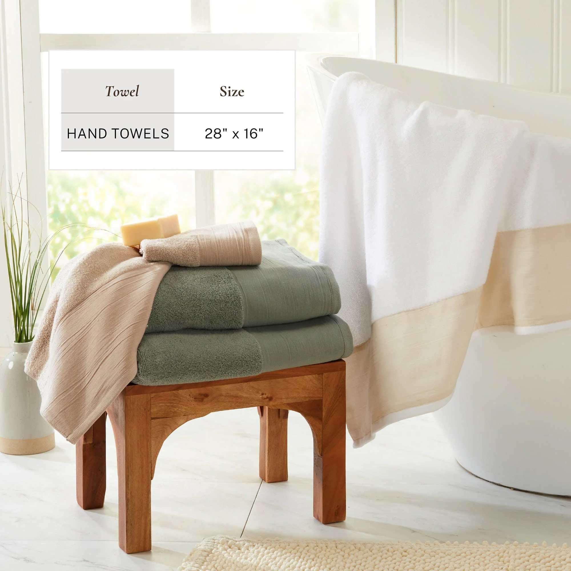 Cotton Linen-Like Border 6-Piece Towel Set - Priya Collection - Image 12