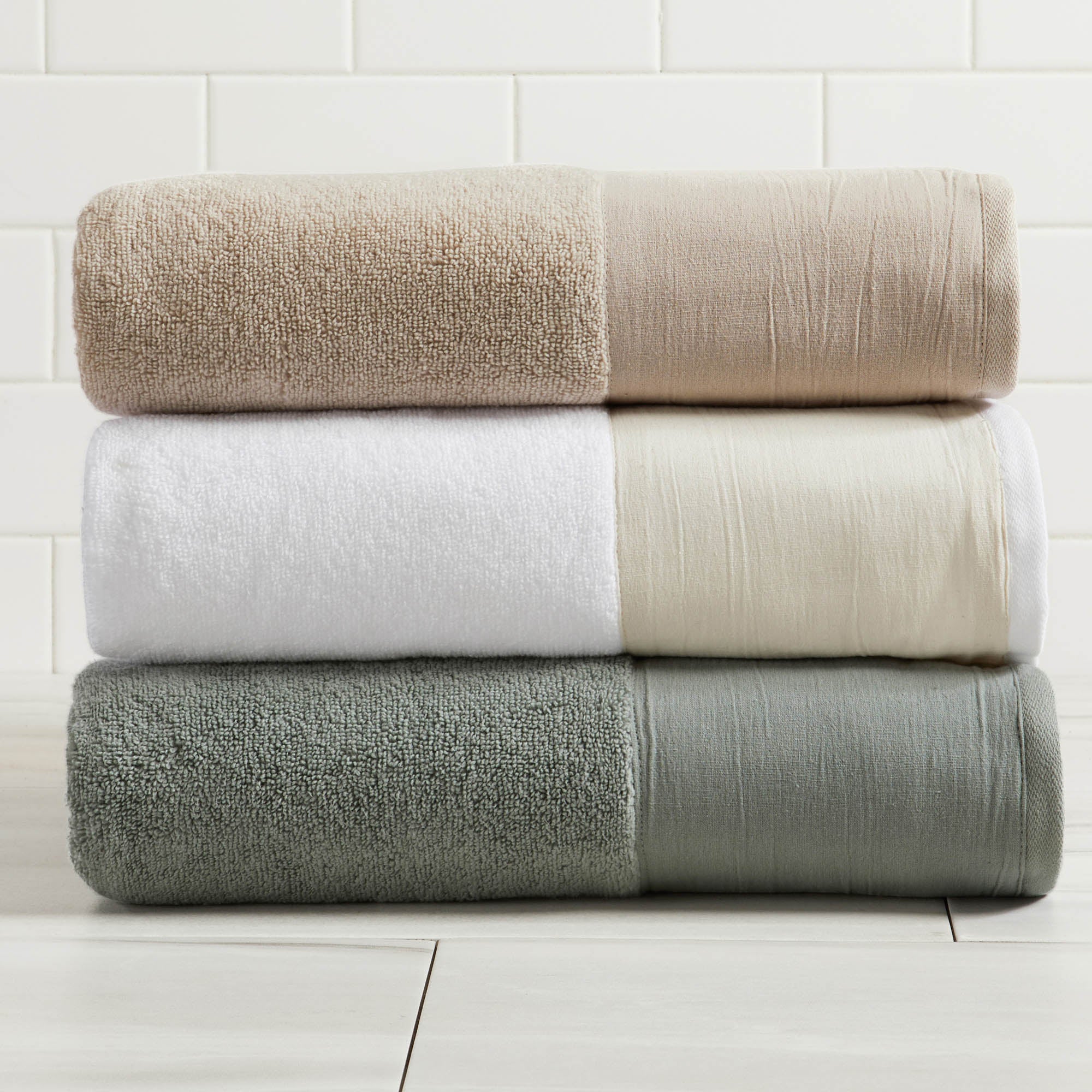 Cotton Linen-Like Border 6-Piece Towel Set - Priya Collection - Image 21