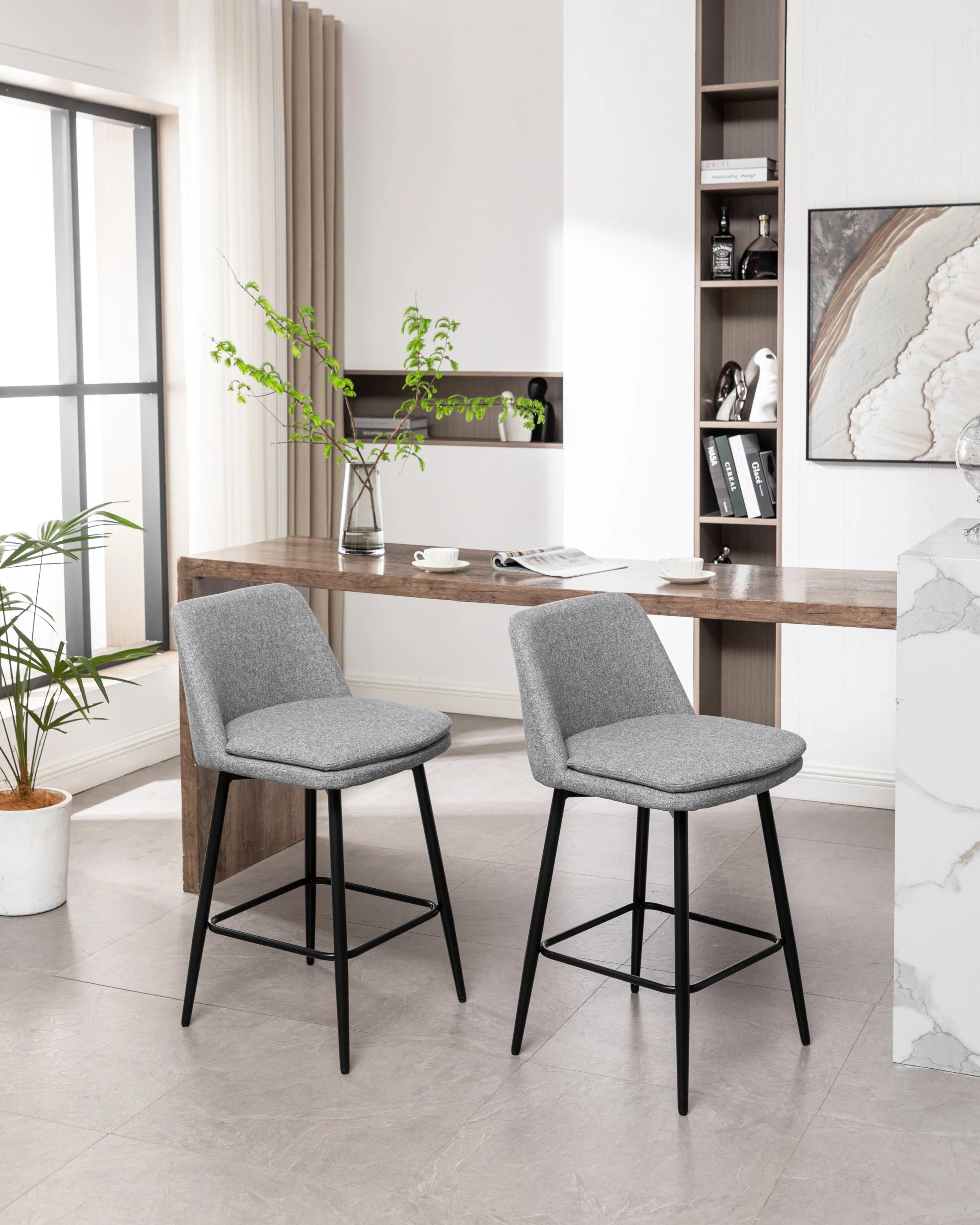 Counter Height Swivel Bar Stools Set of 2, with Metal Legs, 25.6' Seat Height, Grey - Image 20